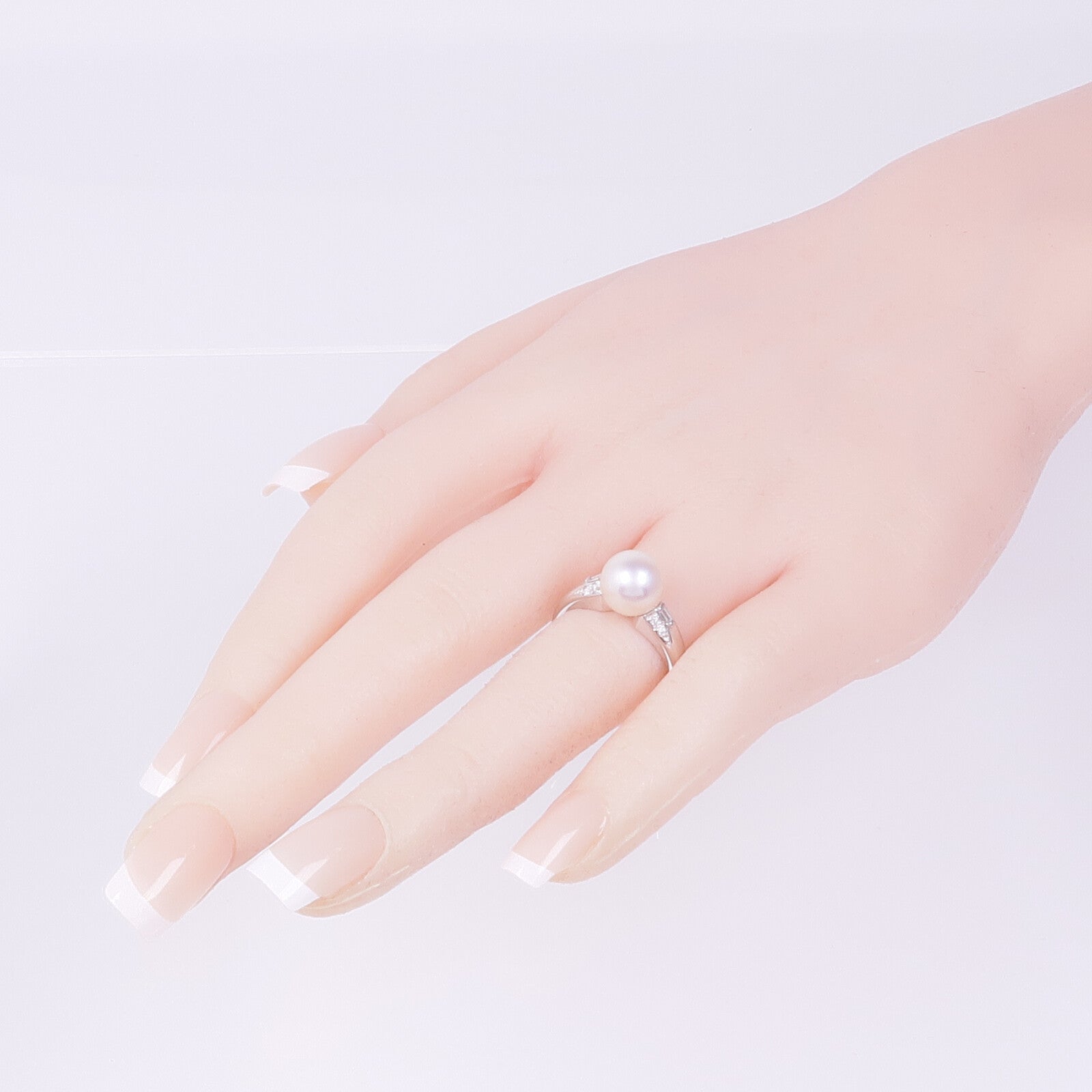 JEWELRY PT900鉑金Pearl Diamond Ring珍珠/鑽石戒指US#6.25