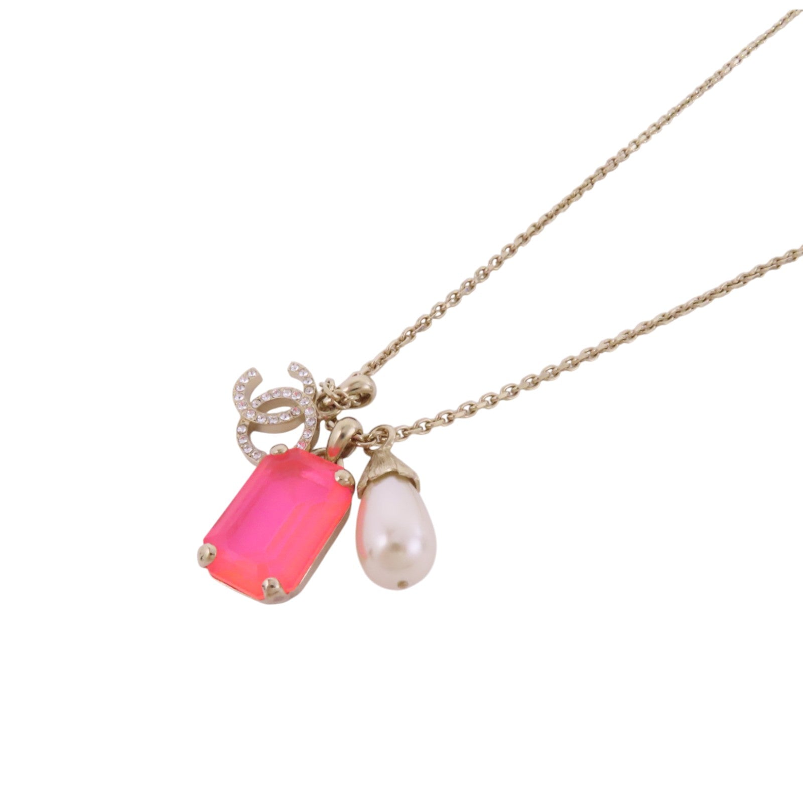 CHANEL 金屬/仿珍珠/PVC Necklace金扣項鏈