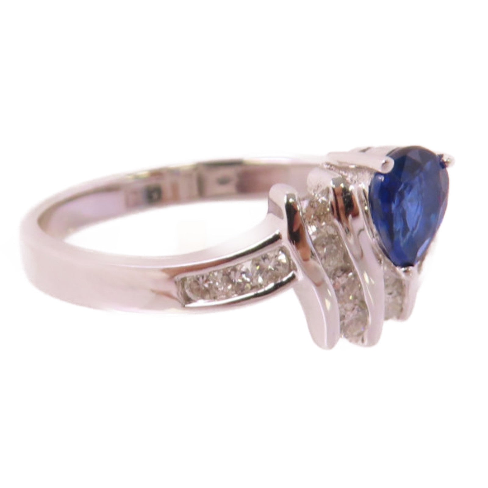 JEWELRY 【激減優惠】18K白金/0.38ct藍寶石/0.18ct鑽石Sapphire Diamond Ring戒指US#6.5