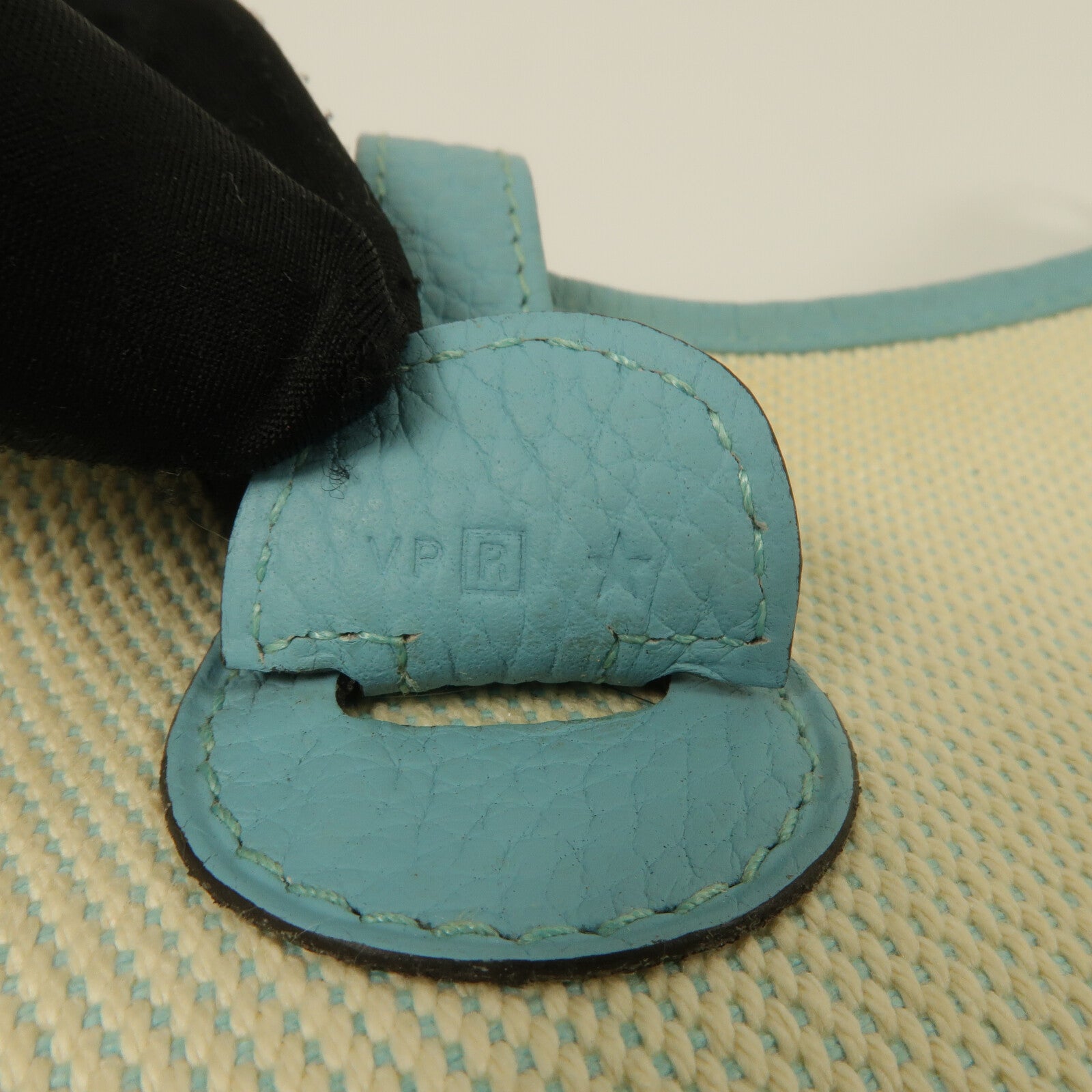 HERMES 帆布/Clemence皮革Evelyne PM肩背袋Ciel
