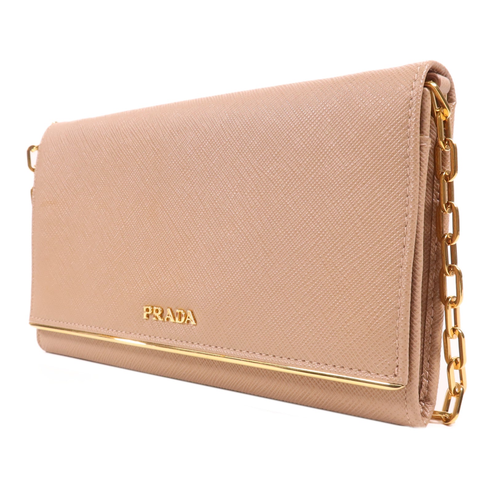 PRADA 牛皮皮革WOC金扣鏈肩背袋