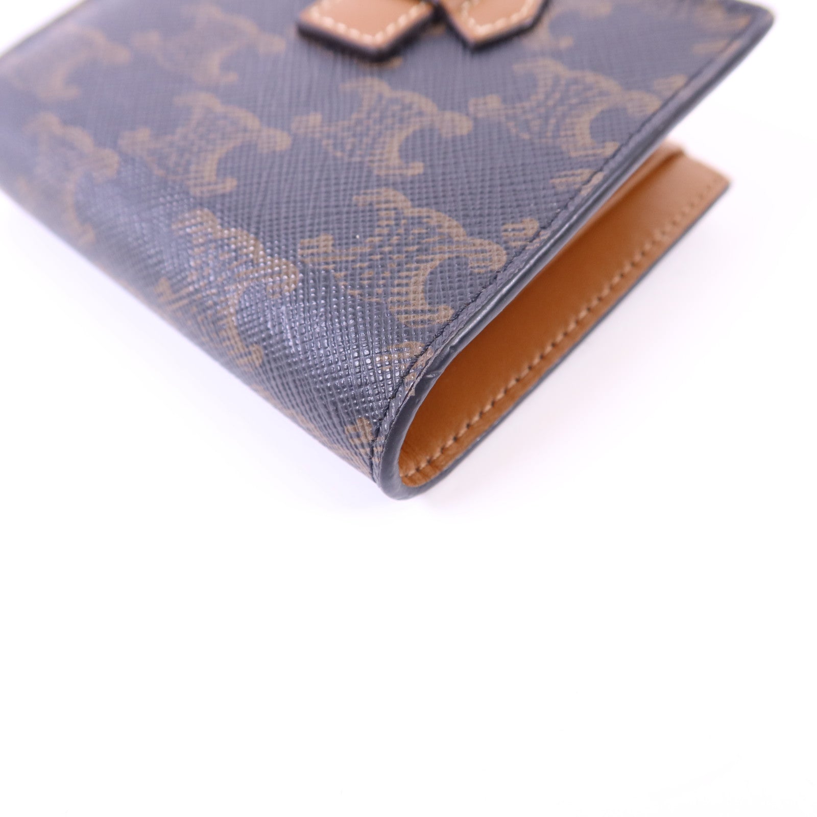 CELINE 塗層帆布/牛皮皮革Wallet金扣錢包