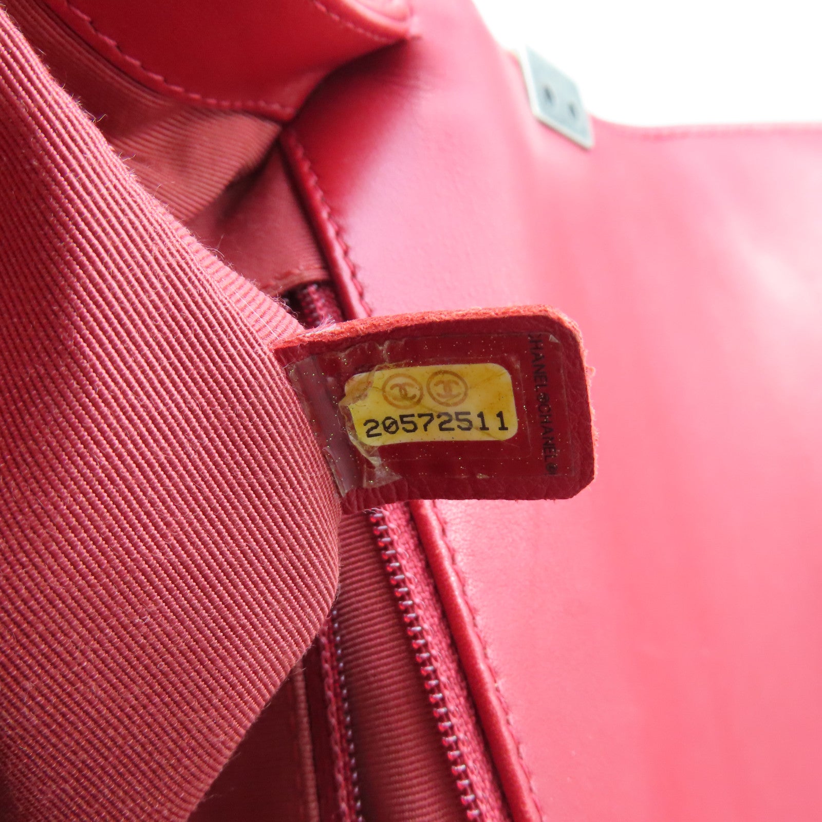 CHANEL Diamond Sheepskin Leather Boy Chanel 28cm Silver Buckle Chain Shoulder Bag Red