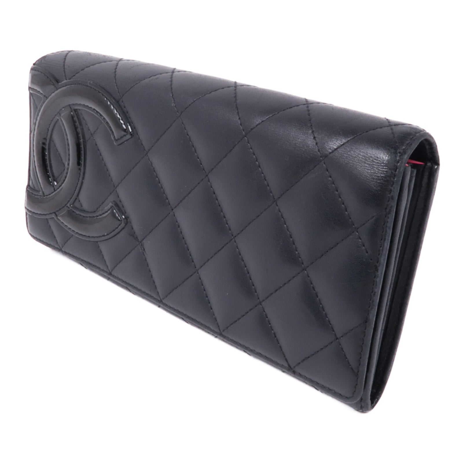 CHANEL 牛皮皮革Cambon Long Wallet銀扣長錢包