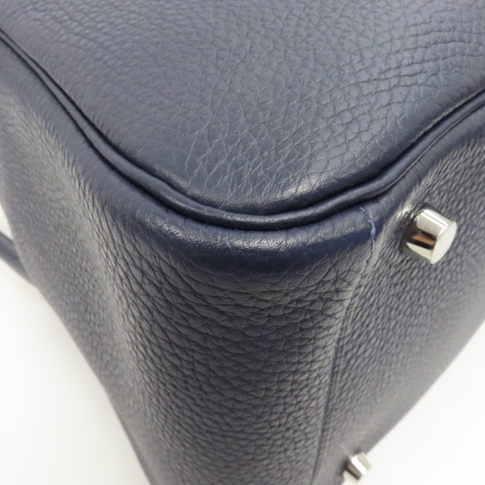 HERMES Clemence皮革Lindy 30銀扣手挽肩背兩用袋Bleu Nuit/深藍色