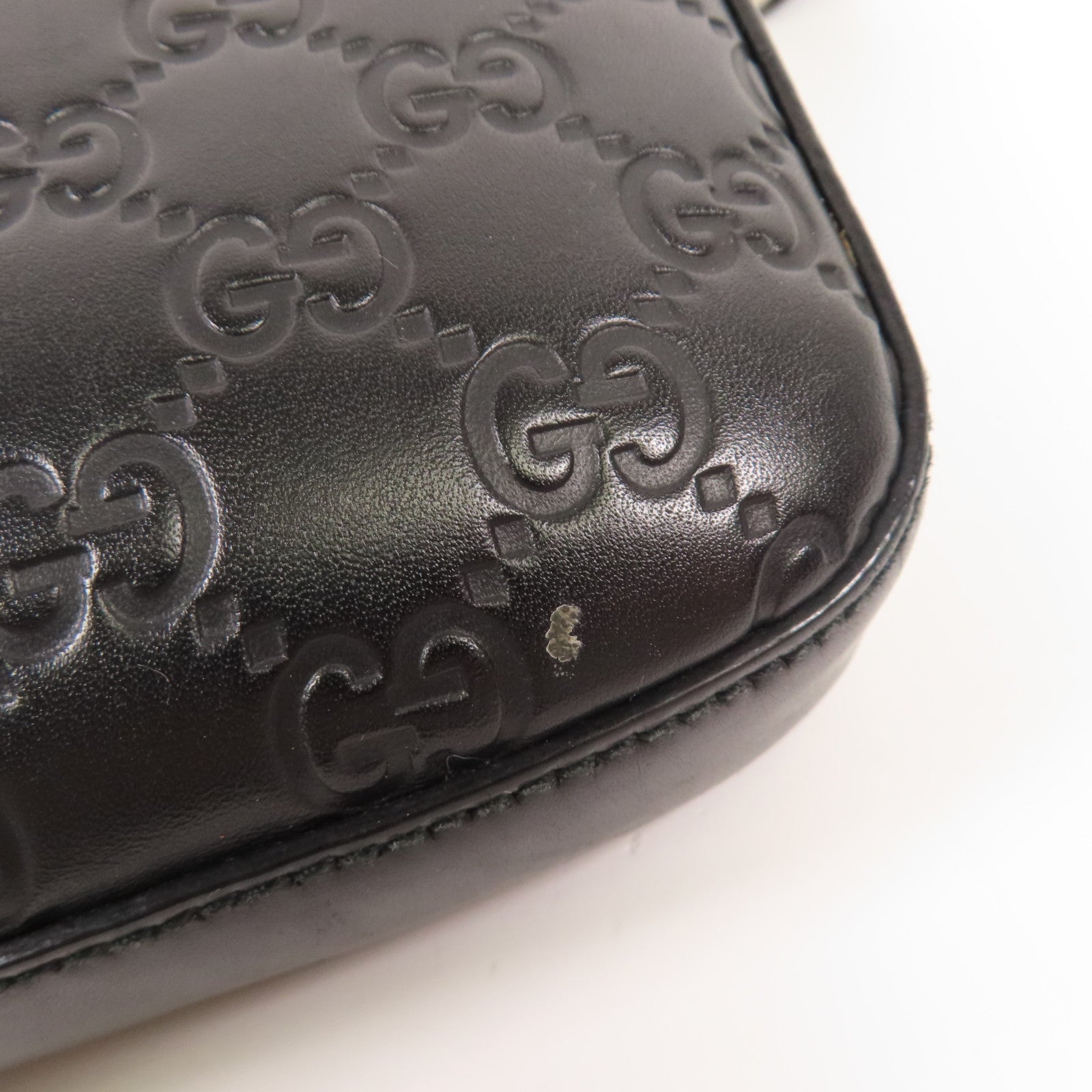 GUCCI GG SHW Shoulder Bag Calfskin Leather 406408 Black