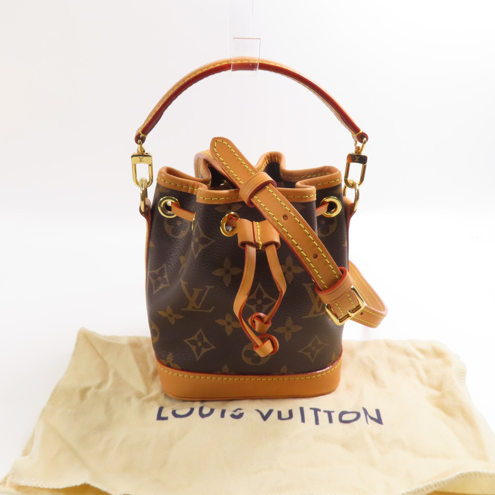 LOUIS VUITTON LV GHW Nano Noe 2way Handbag M81266 Monogram Brown