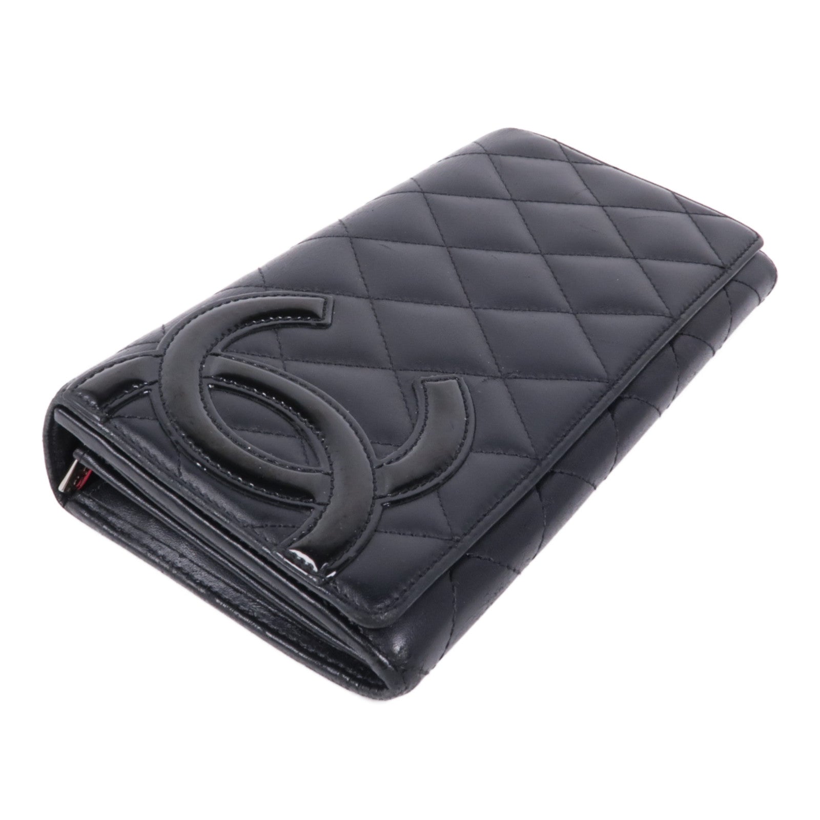 CHANEL 【激減優惠】牛皮皮革Cambon Long Wallet銀扣長錢包