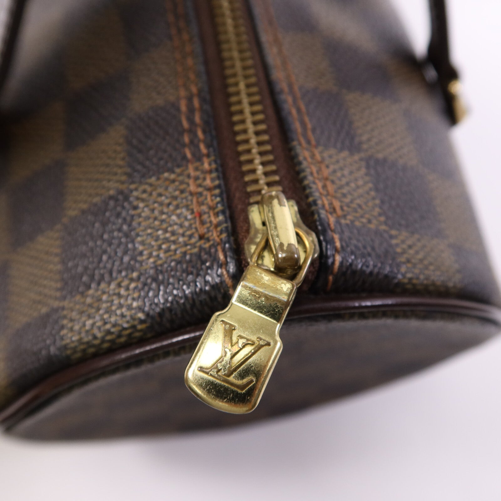 LOUIS VUITTON Damier Papillon PM金扣手挽袋