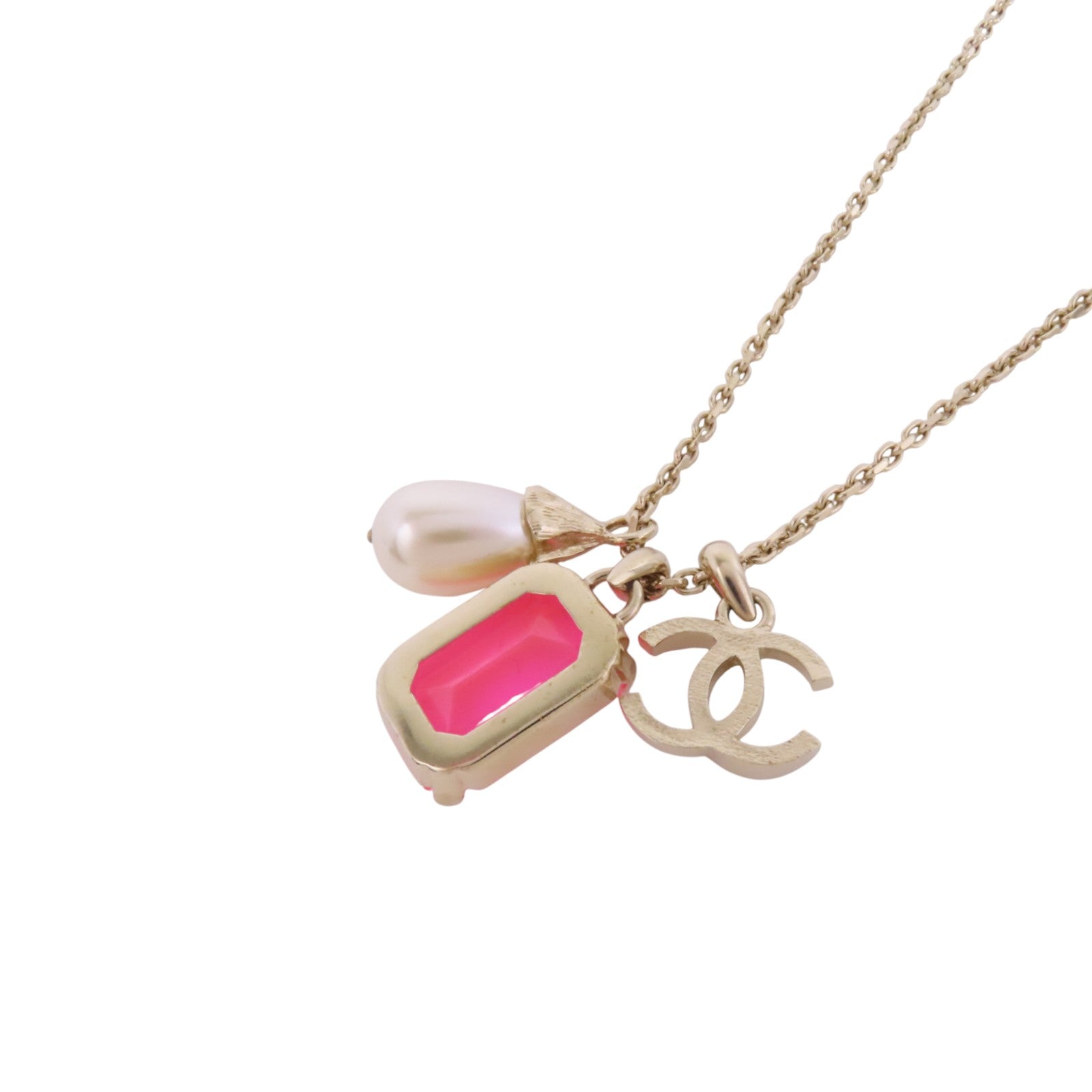 CHANEL 金屬/仿珍珠/PVC Necklace金扣項鏈