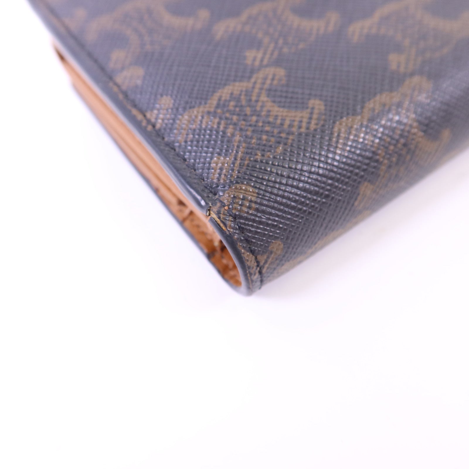 CELINE 塗層帆布/牛皮皮革Wallet金扣錢包