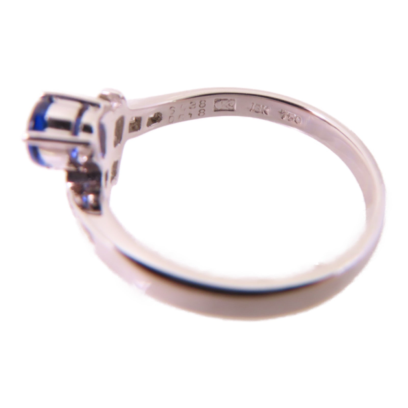 JEWELRY 【激減優惠】18K白金/0.38ct藍寶石/0.18ct鑽石Sapphire Diamond Ring戒指US#6.5