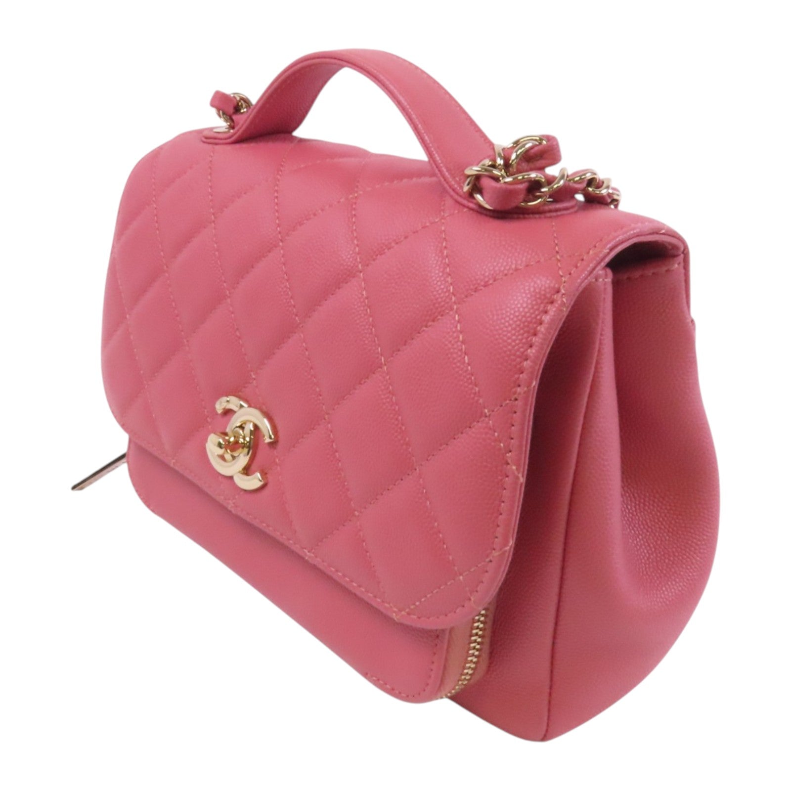 CHANEL 牛皮皮革Business Affinity金扣鏈帶手挽肩背兩用袋