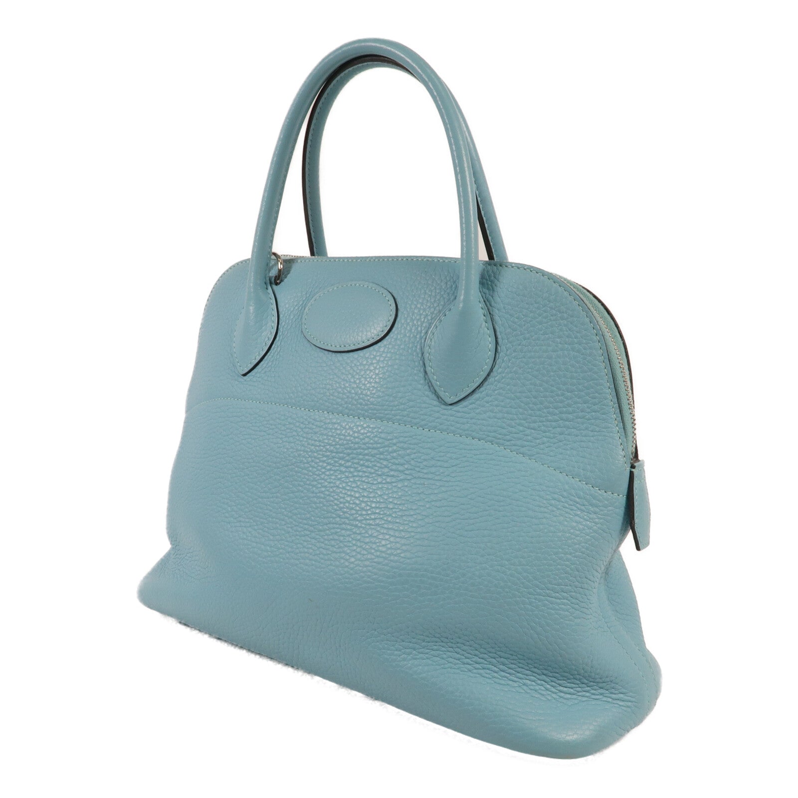 HERMES Clemence皮革Bolide 31銀扣手挽肩背兩用袋3P Bleu Atoll