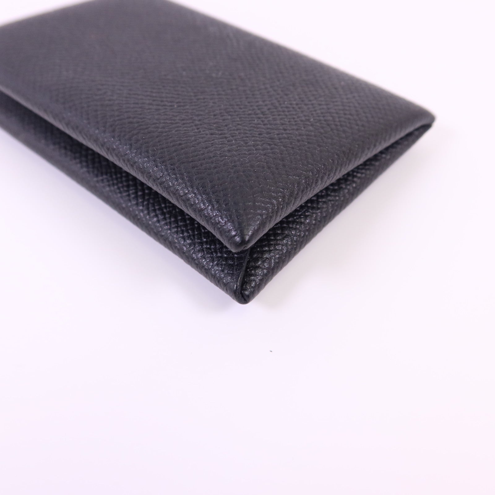 HERMES Epsom皮革Calvi銀扣卡片套