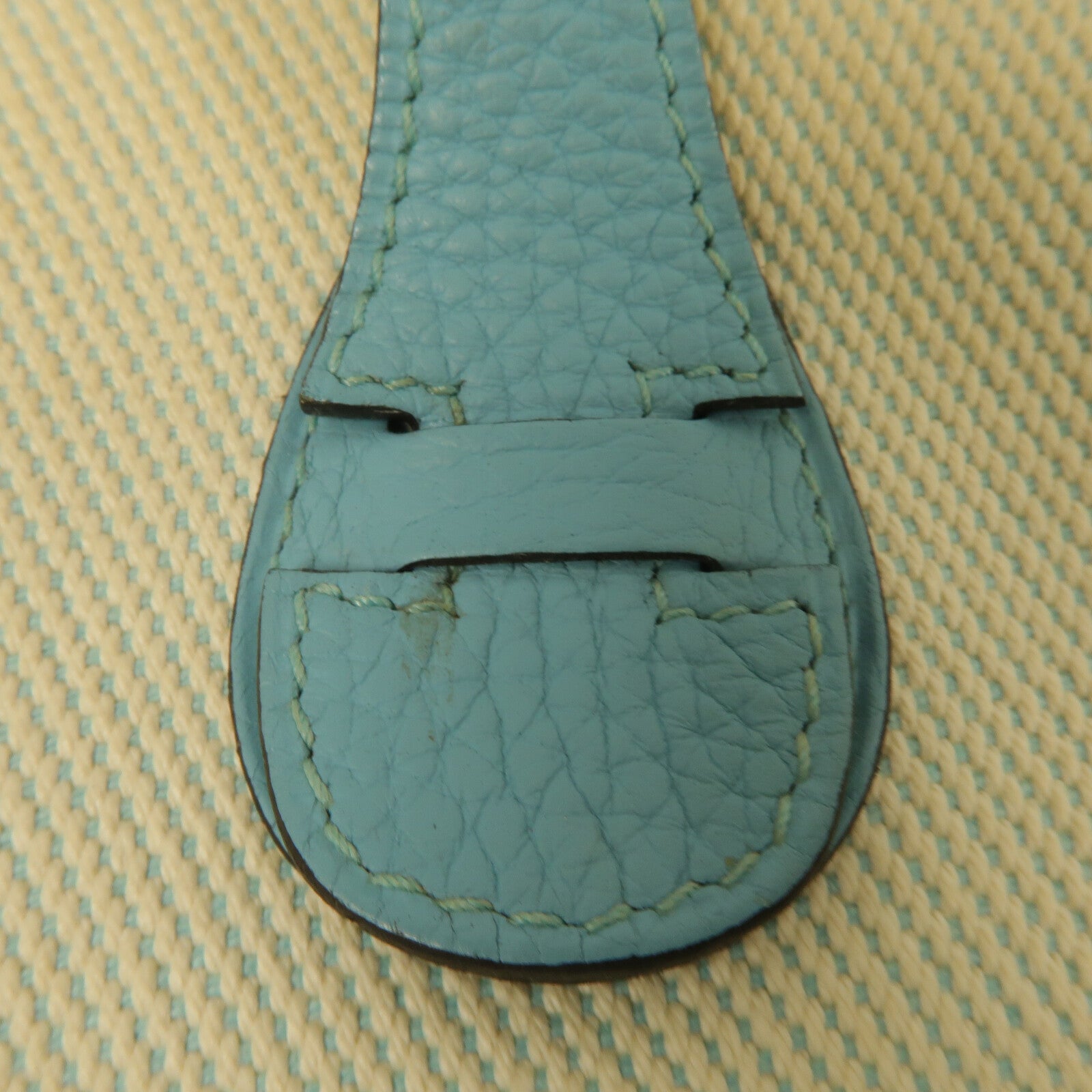 HERMES 帆布/Clemence皮革Evelyne PM肩背袋Ciel