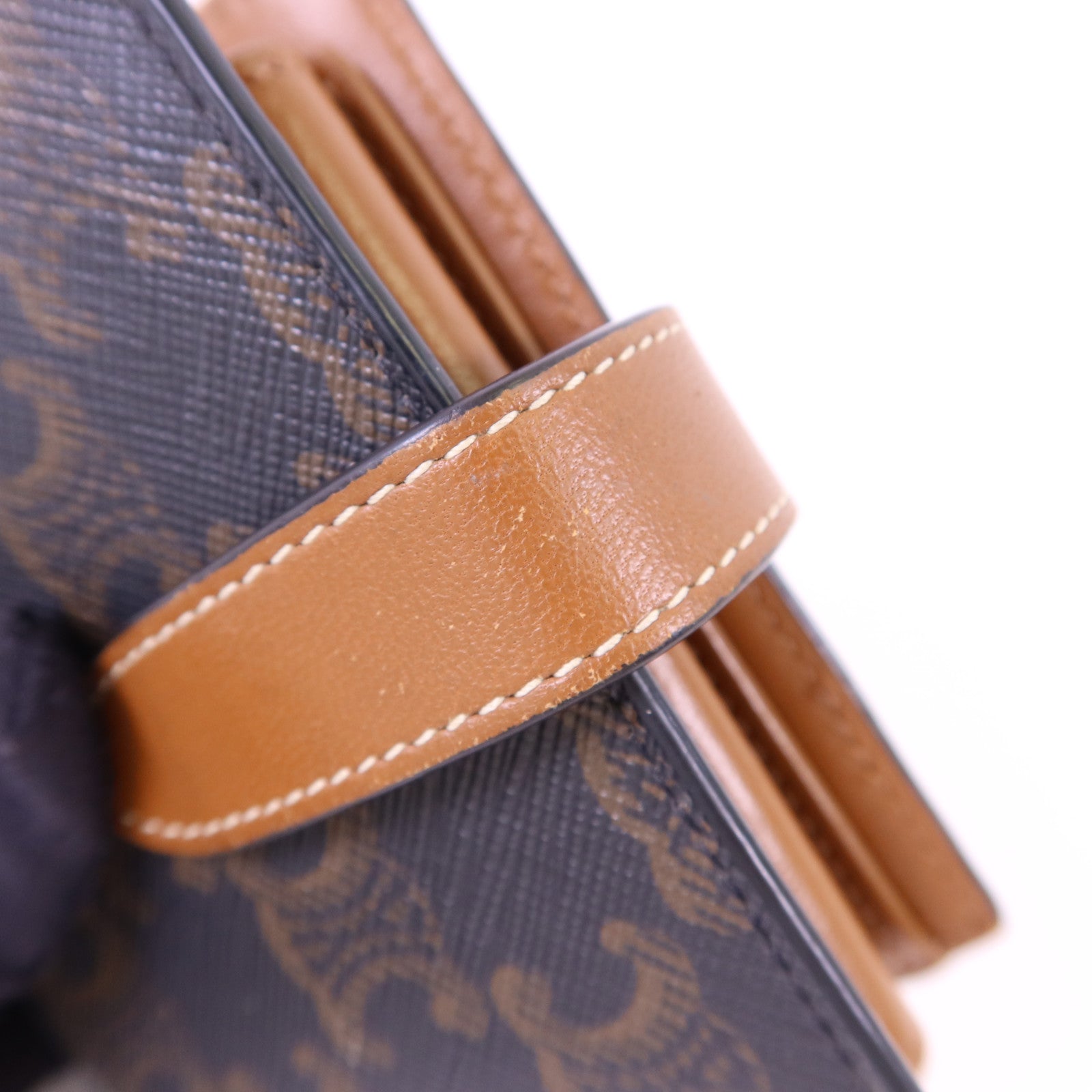 CELINE 塗層帆布/牛皮皮革Wallet金扣錢包