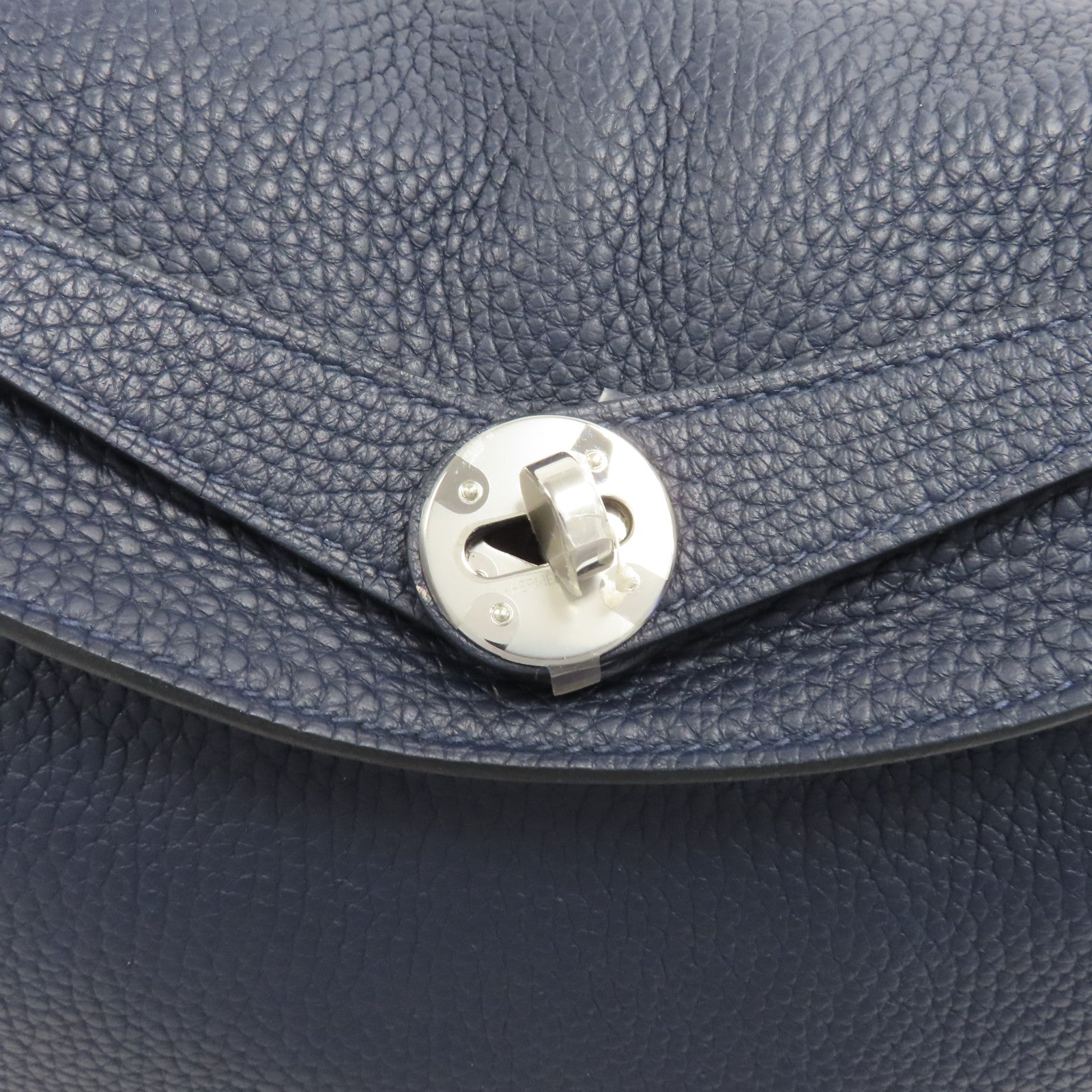 HERMES Clemence皮革Lindy 30銀扣手挽肩背兩用袋Bleu Nuit/深藍色