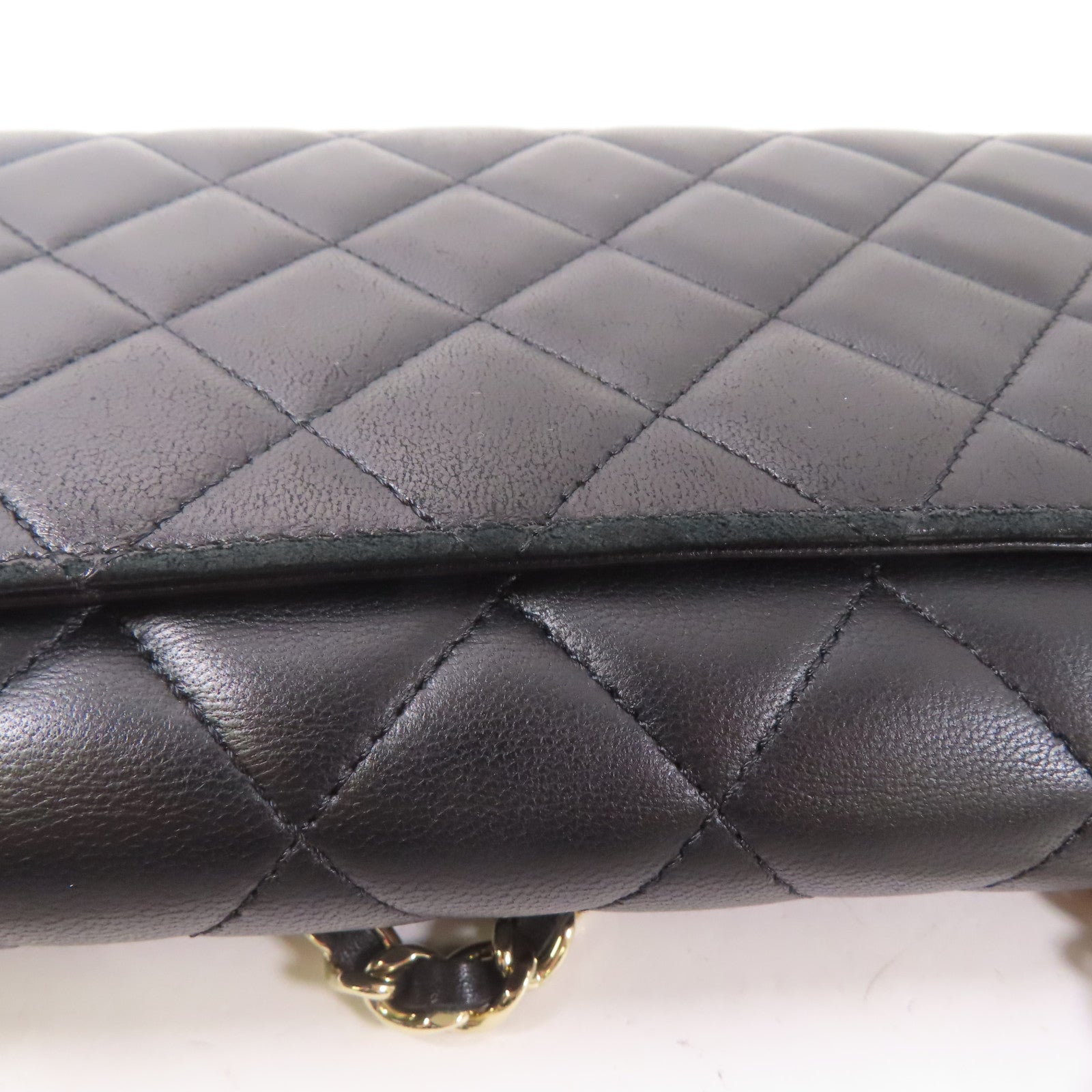 CHANEL 羊皮皮革Boy Wallet On Chain金扣鏈帶肩背袋黑色
