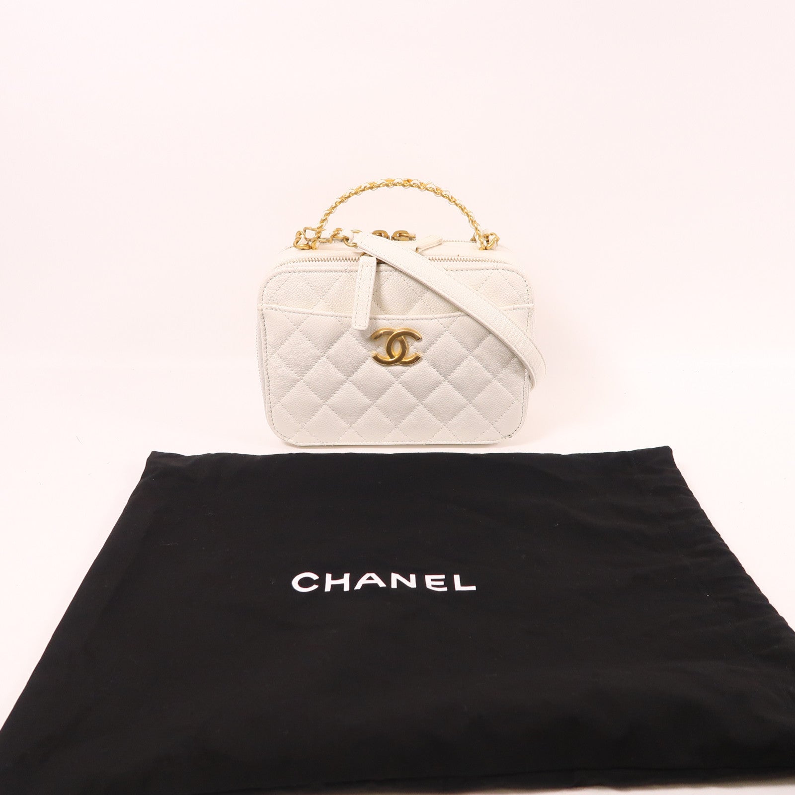 CHANEL 牛皮皮革2 Way Shoulder金扣手挽肩背兩用袋