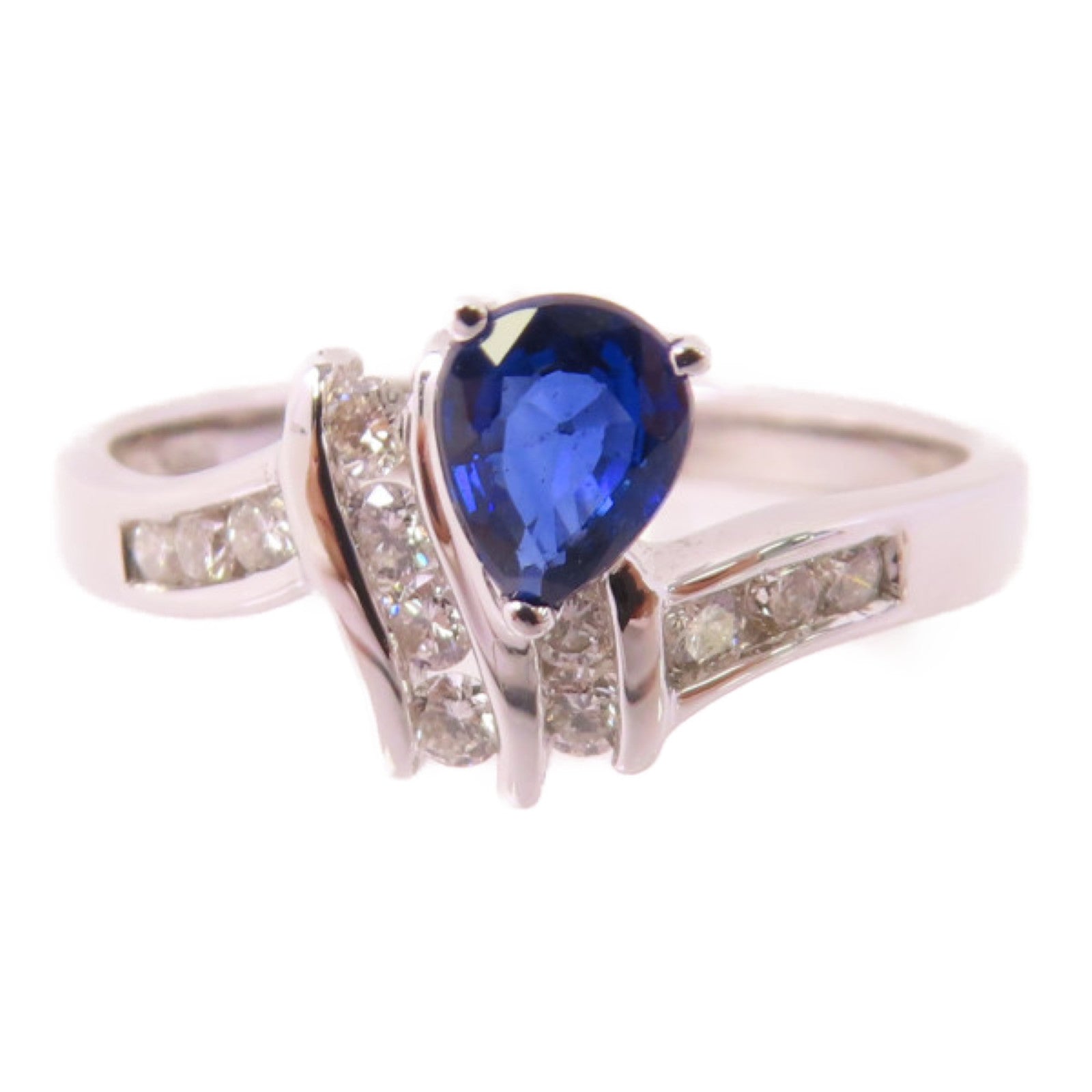 JEWELRY 【激減優惠】18K白金/0.38ct藍寶石/0.18ct鑽石Sapphire Diamond Ring戒指US#6.5