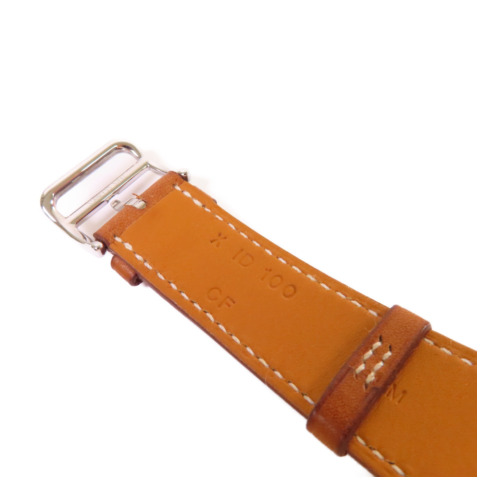 HERMES 【激減優惠】牛皮皮革Apple Watch Band Double Tour for Series 7 38mm Case銀扣手錶帶啡色