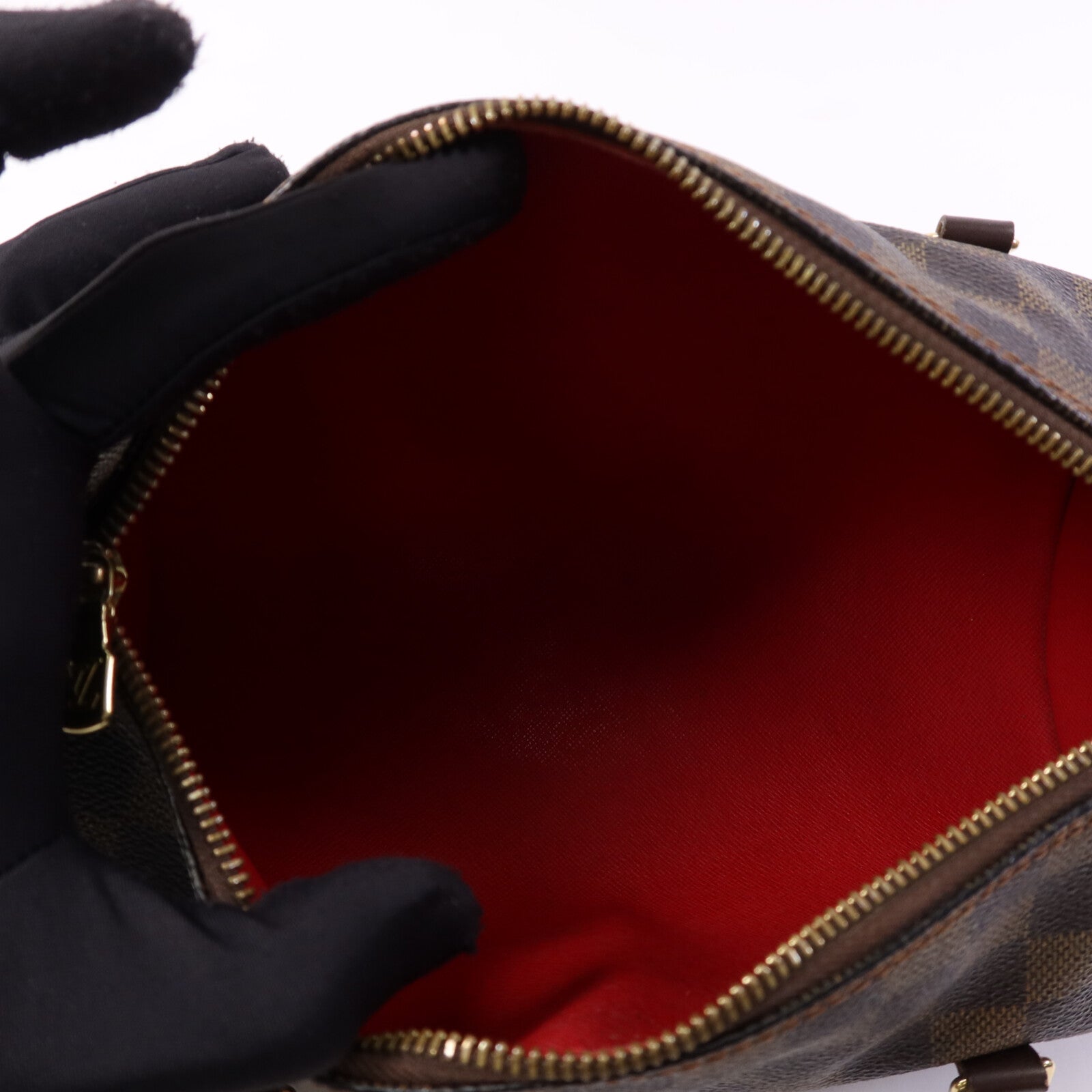 LOUIS VUITTON Damier Papillon PM金扣手挽袋