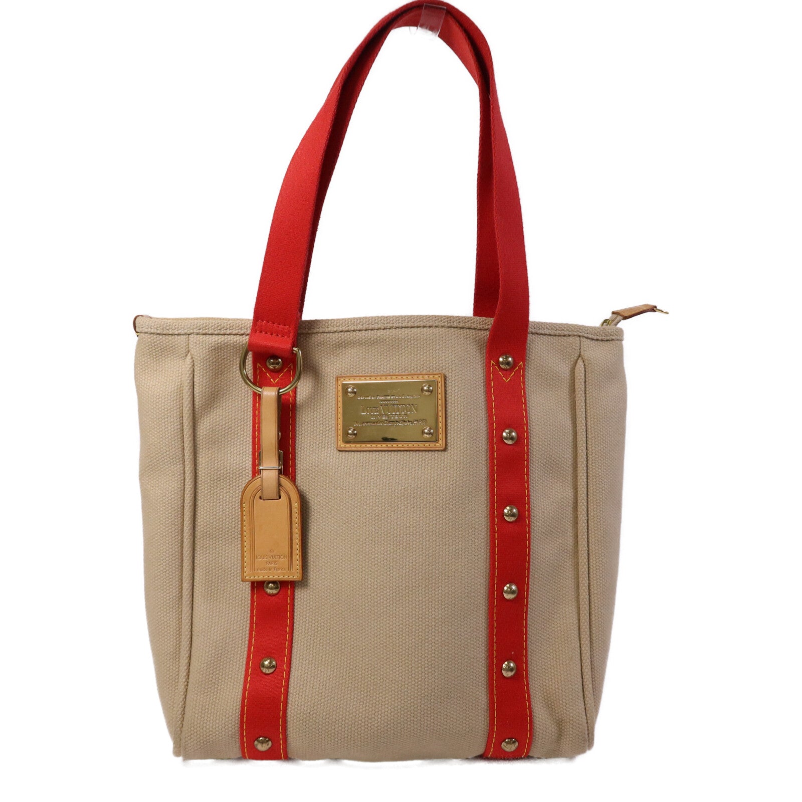 LOUIS VUITTON 帆布Cabas MM金扣手挽袋