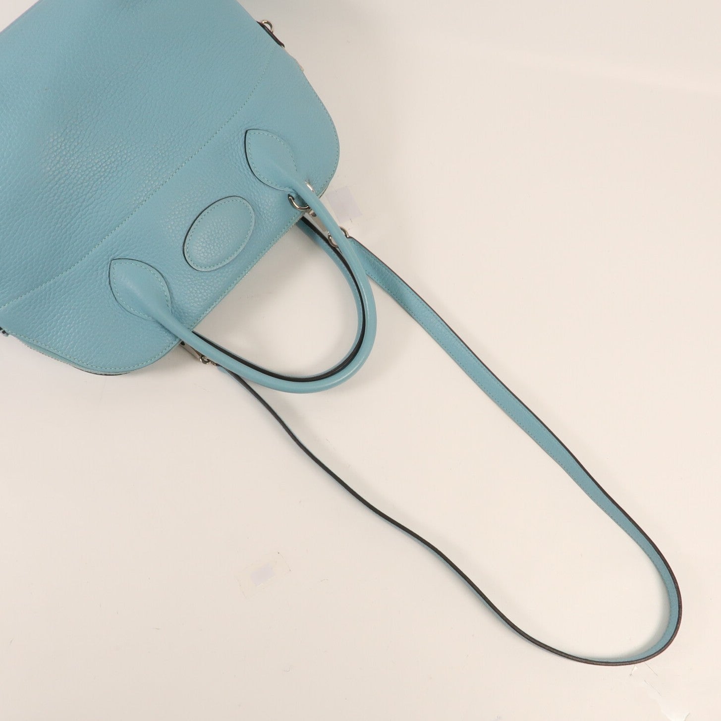 HERMES 【激減優惠】Clemence皮革Bolide 31銀扣手挽肩背兩用袋3P Bleu Atoll