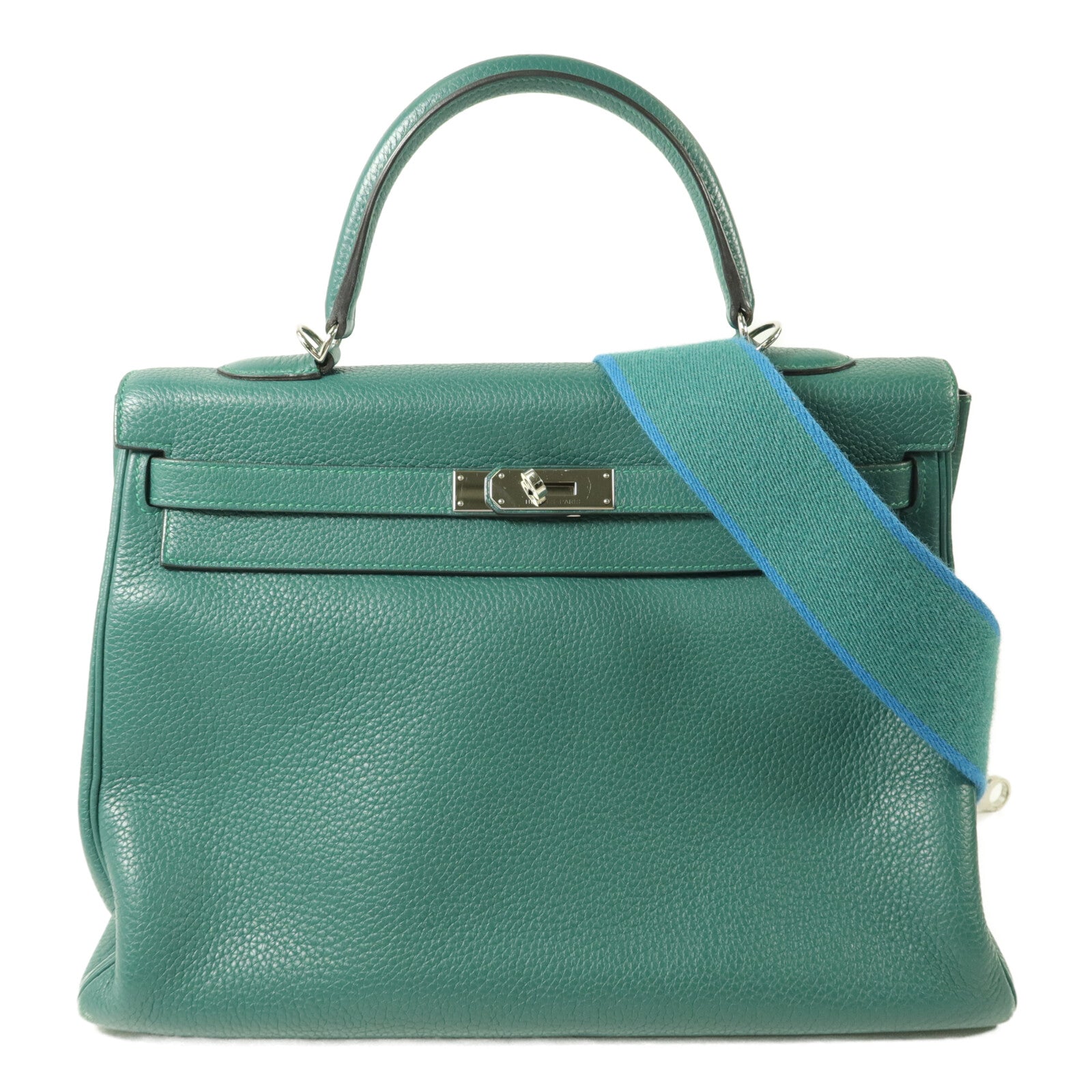 HERMES Clemence皮革Kelly 35手挽肩背兩用袋Malachite