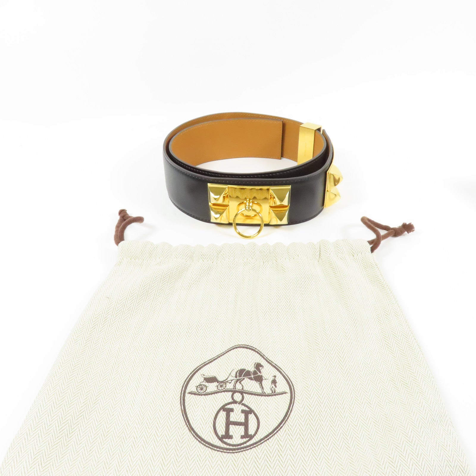 HERMES 牛皮皮革Belt金扣皮帶
