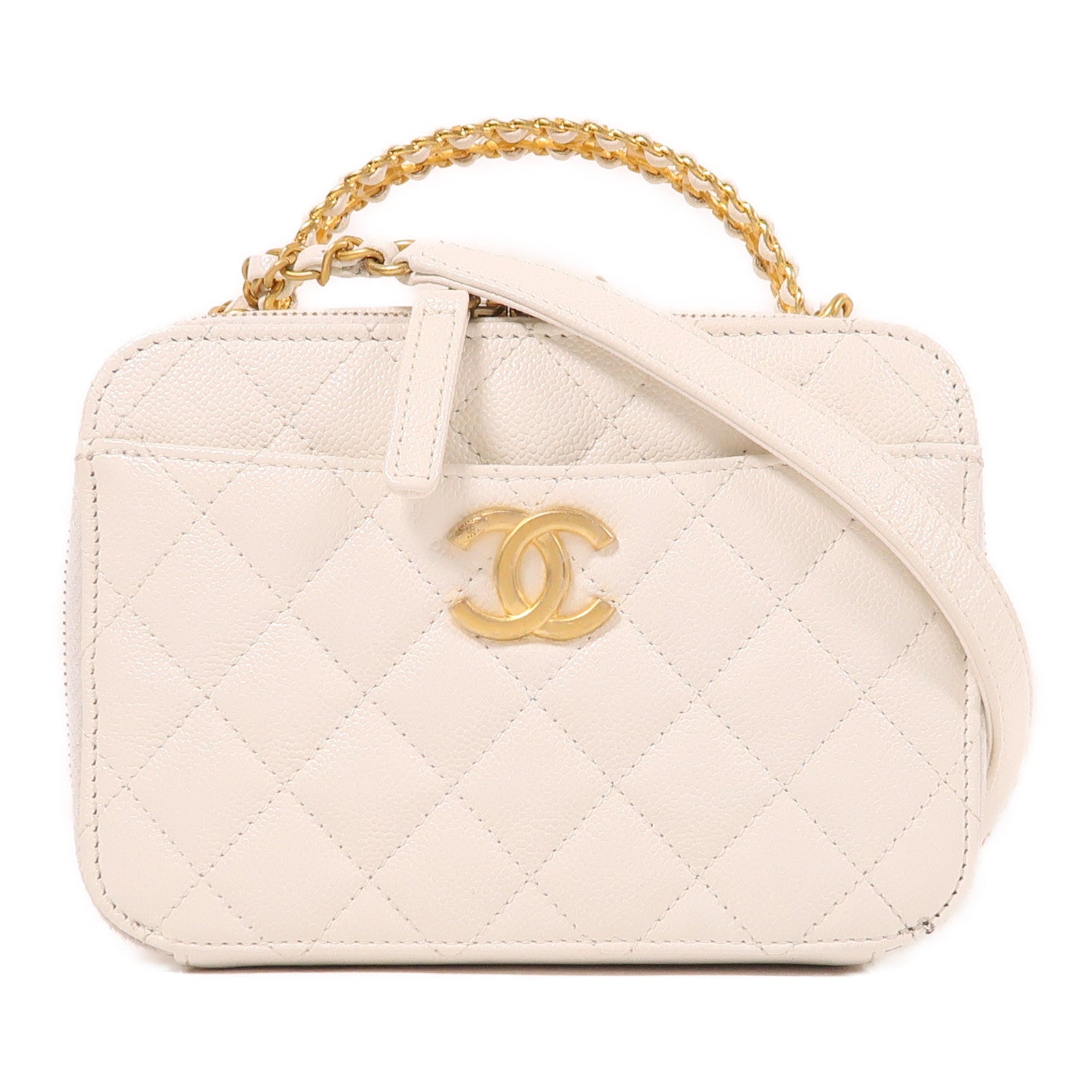 CHANEL 牛皮皮革2 Way Shoulder金扣手挽肩背兩用袋