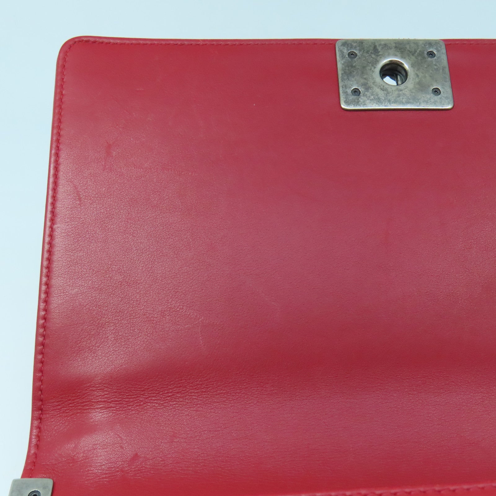 CHANEL Diamond Sheepskin Leather Boy Chanel 28cm Silver Buckle Chain Shoulder Bag Red