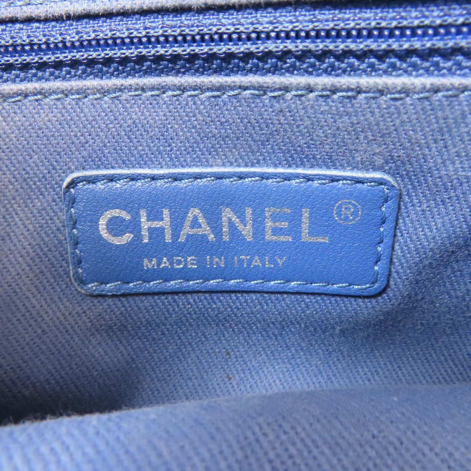 CHANEL 【激減優惠】牛皮皮革Chain Shoulder銀扣鏈帶肩背袋藍色