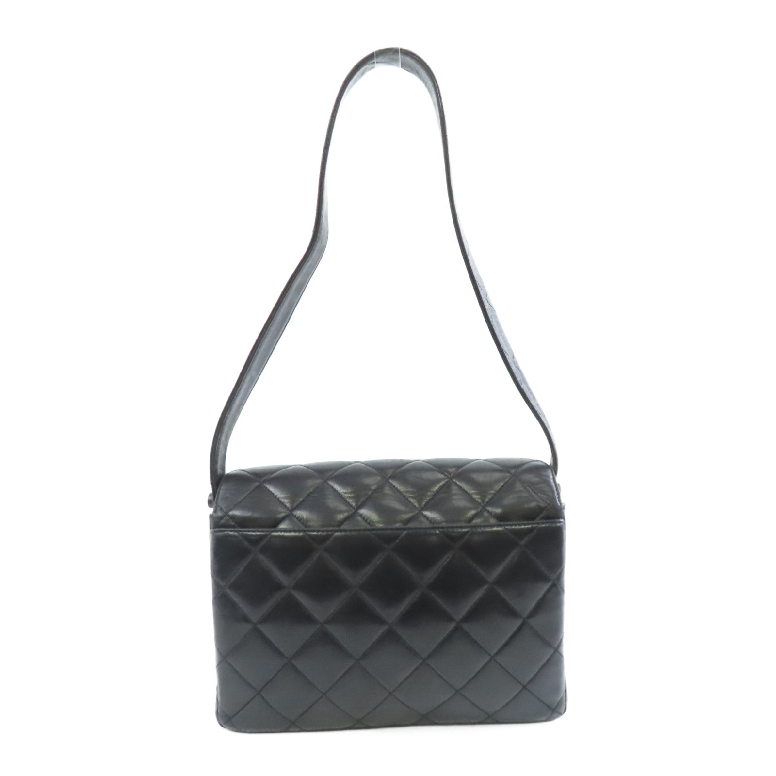 CHANEL 菱格羊皮皮革Vintage Shoulder Bag金扣肩背袋黑色