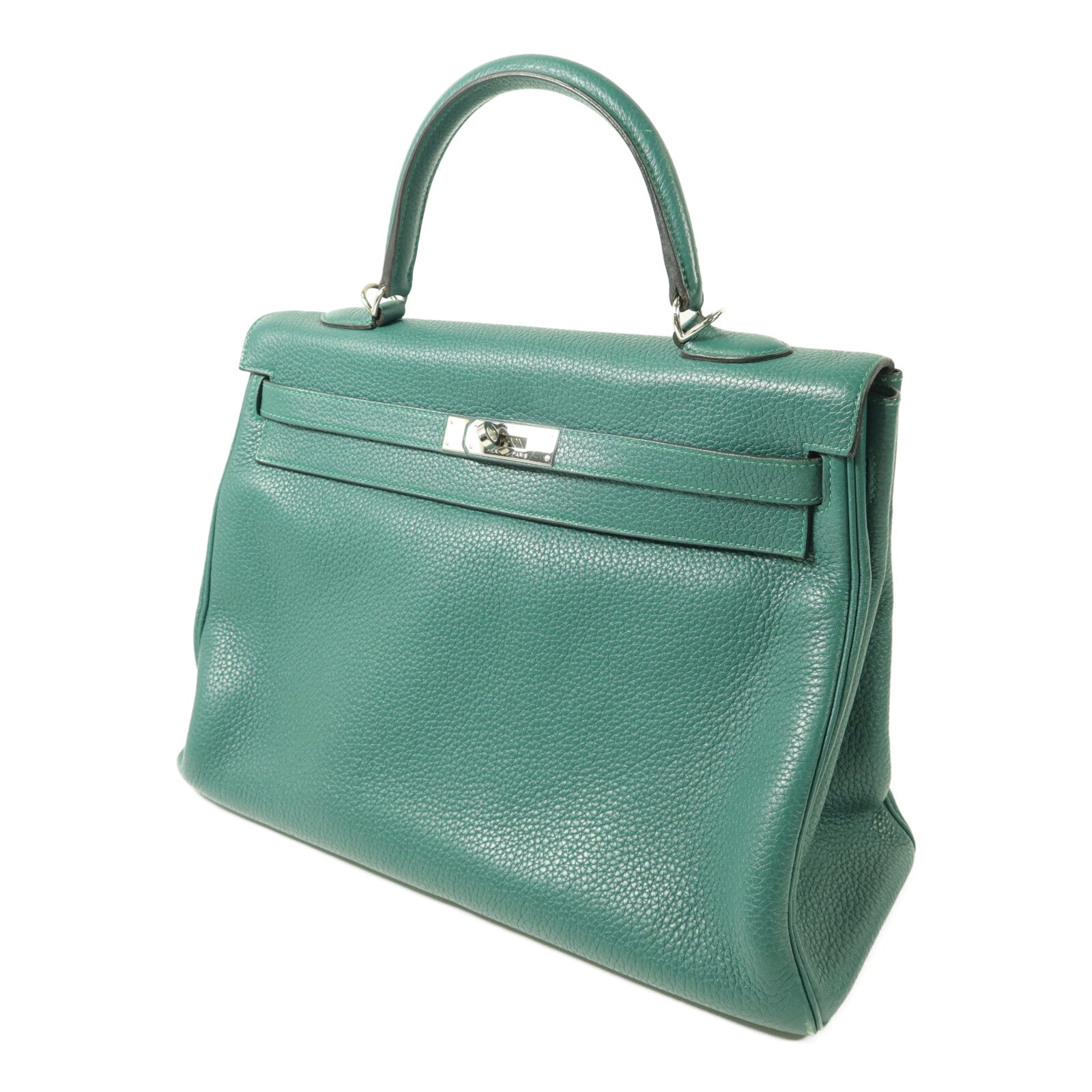 HERMES Clemence皮革Kelly 35手挽肩背兩用袋Malachite