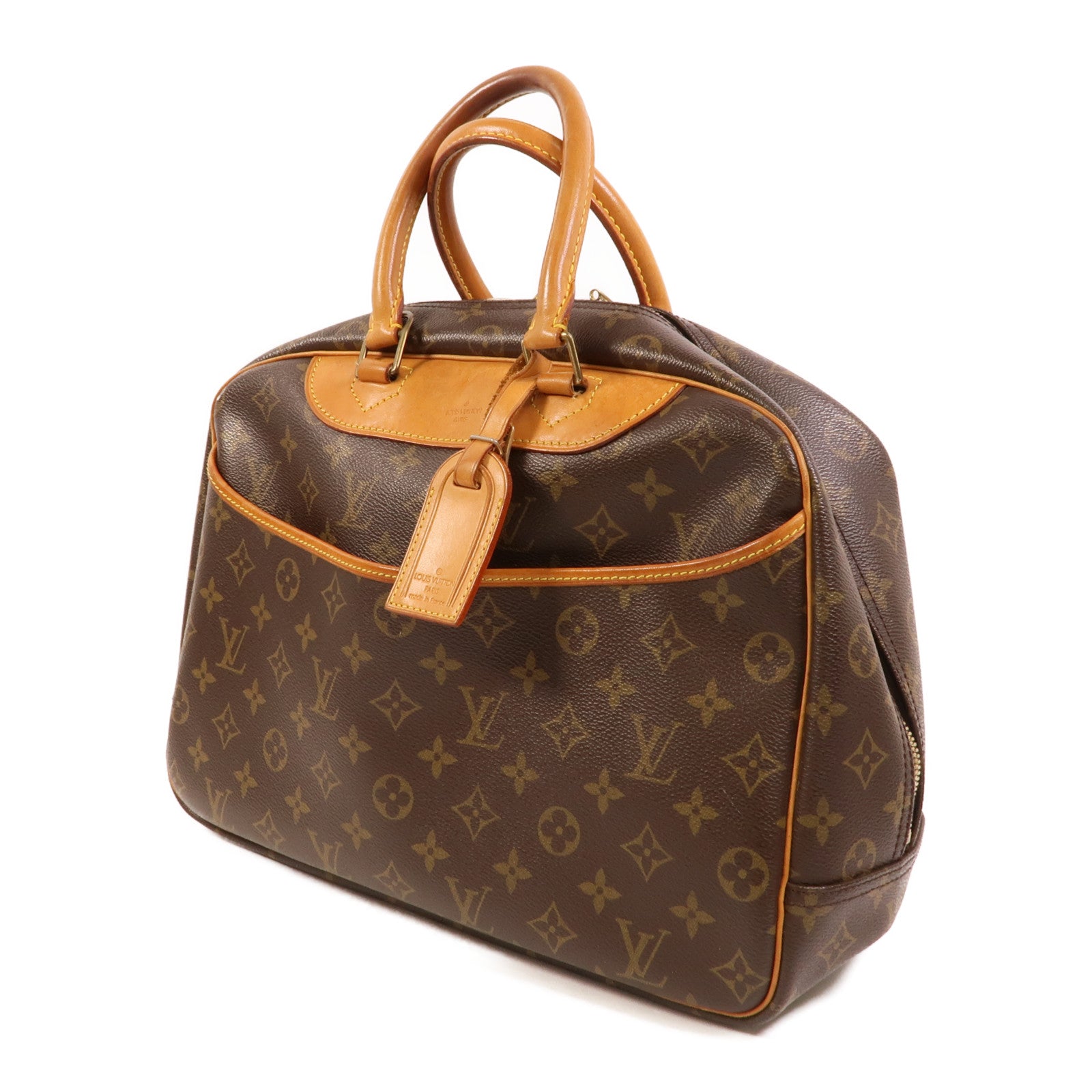 LOUIS VUITTON Monogram Deauville金扣手挽袋棕色