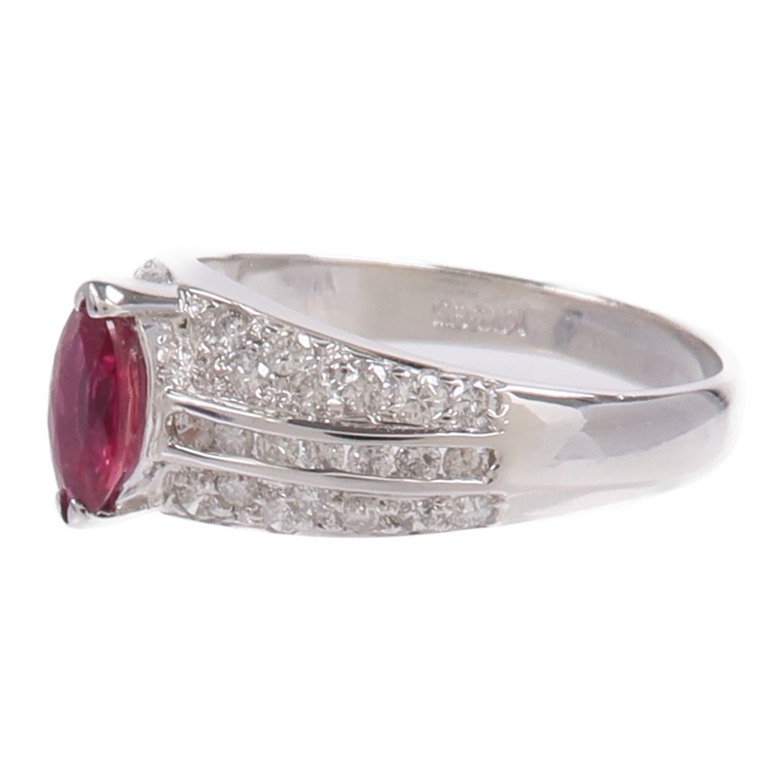 JEWELRY 14K白金Ruby Diamond Ring紅寶石鑽石戒指