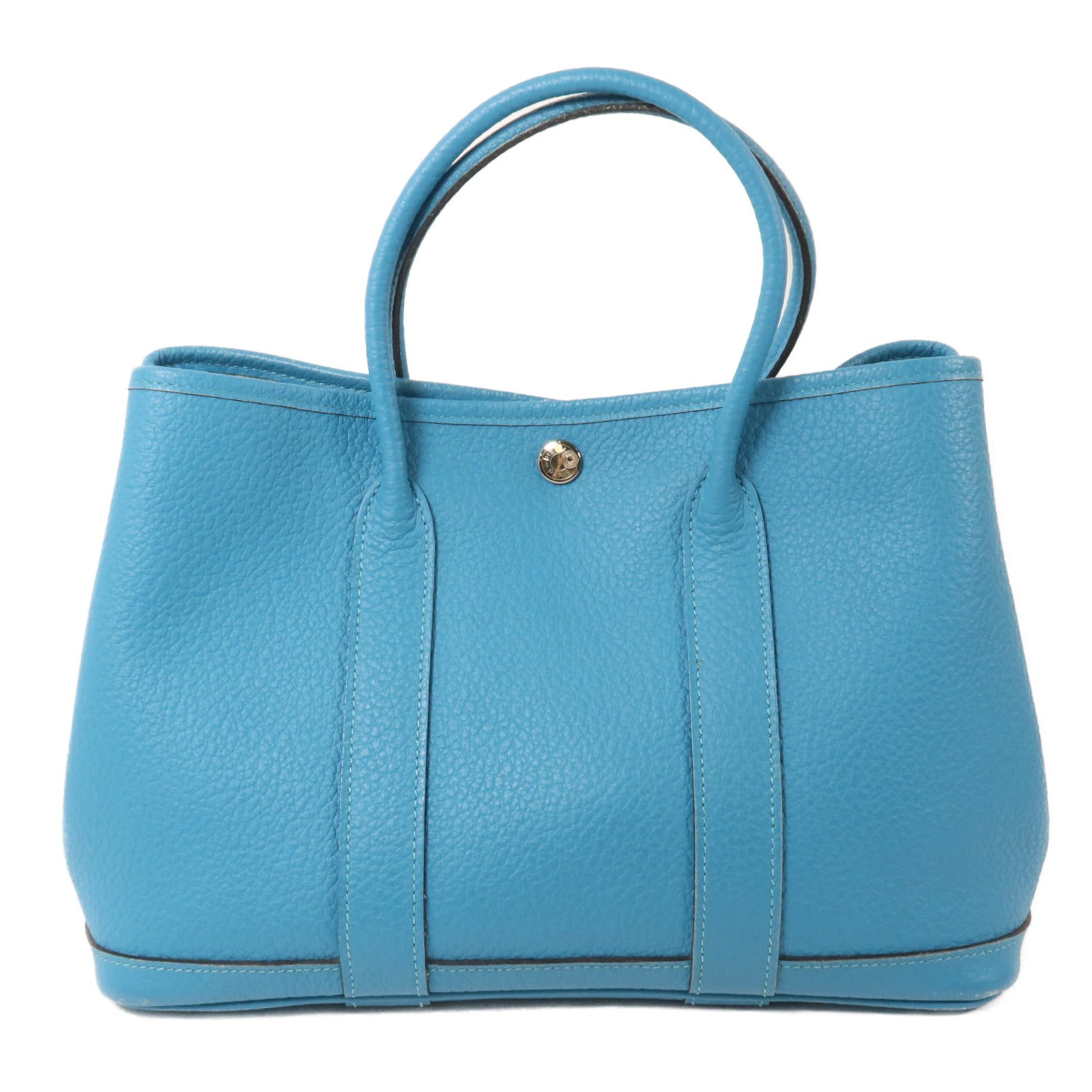 HERMES Negonda皮革Garden Party TPM手挽袋Turquoise