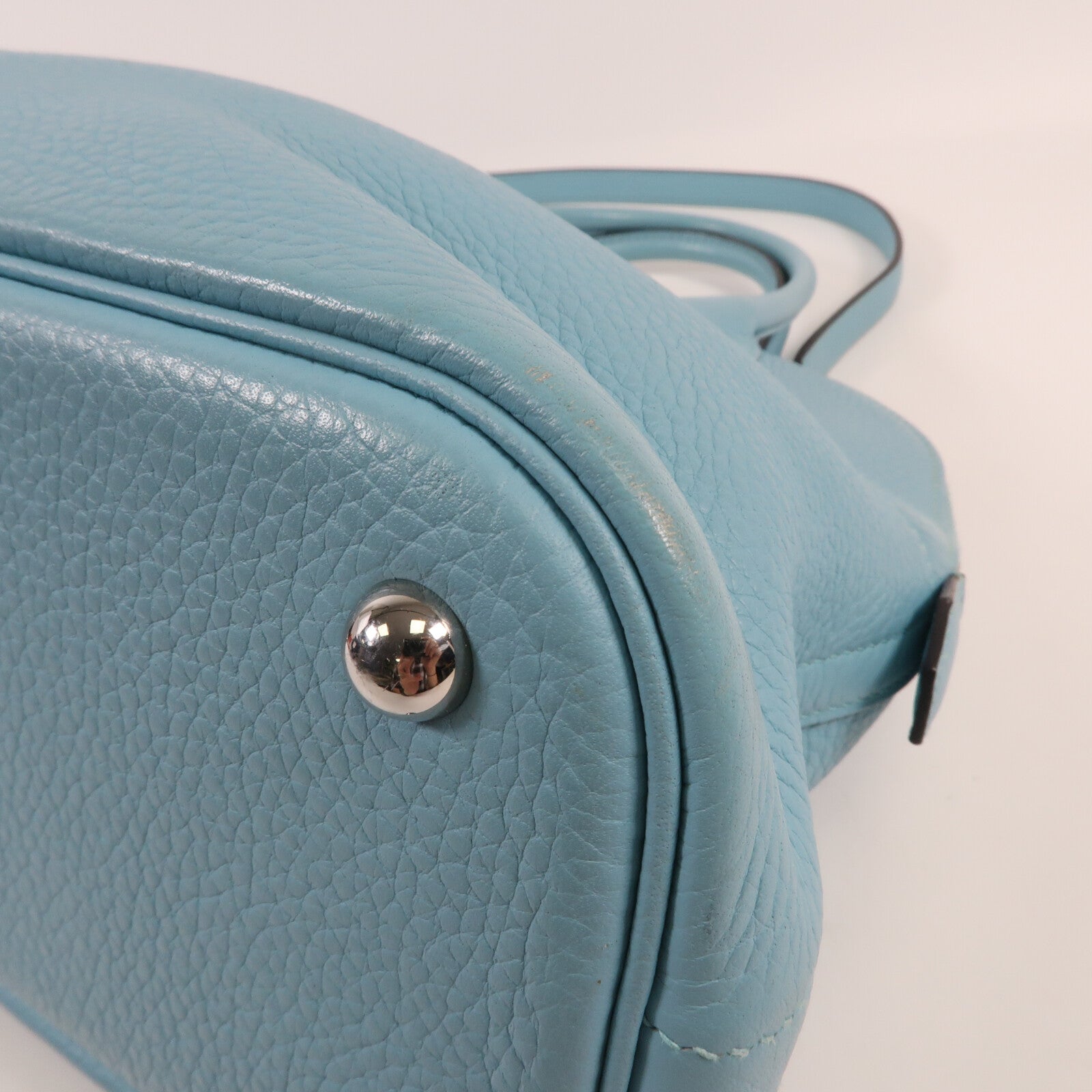 HERMES Clemence皮革Bolide 31銀扣手挽肩背兩用袋3P Bleu Atoll