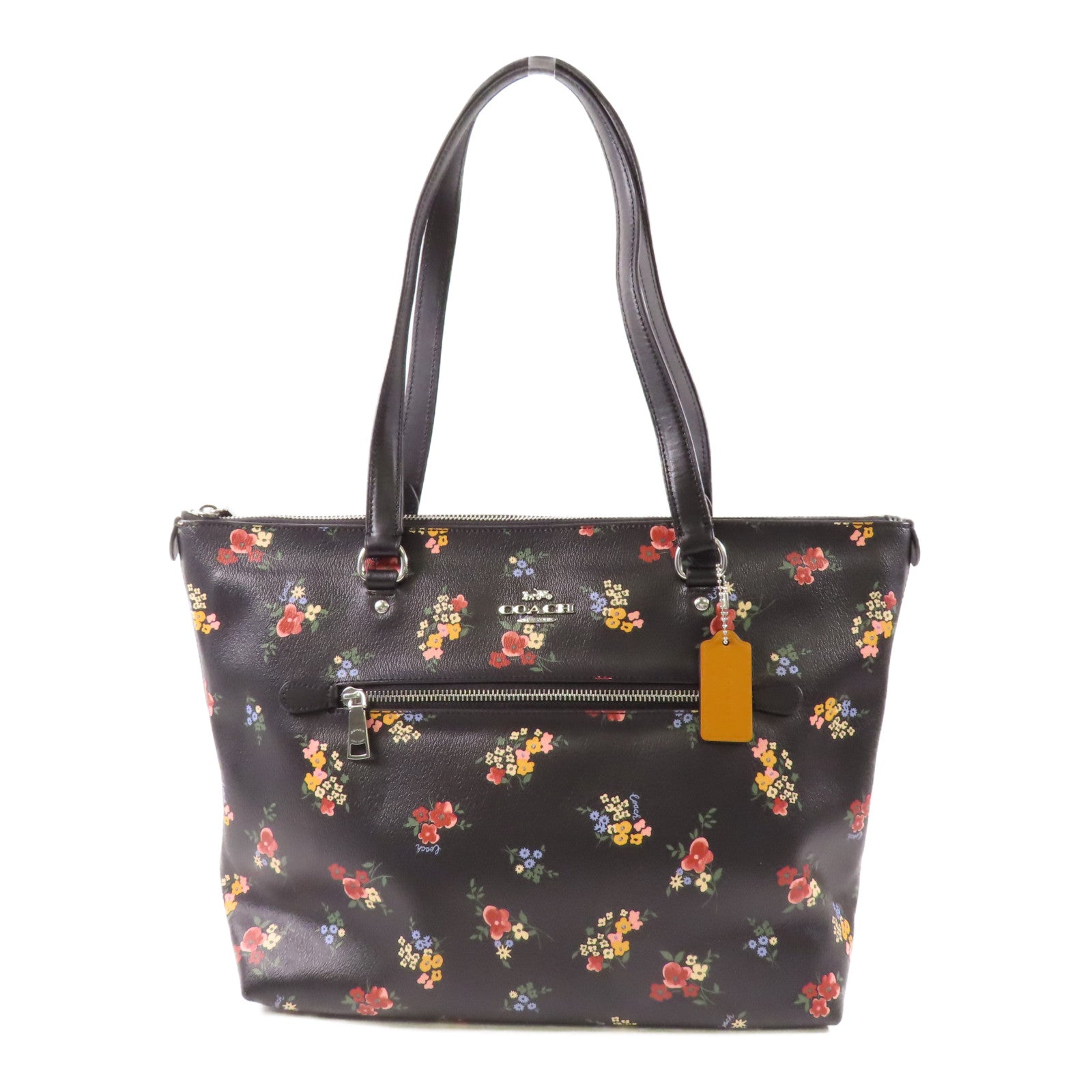 COACH 塗層帆布Shoulder Tote銀扣肩背袋