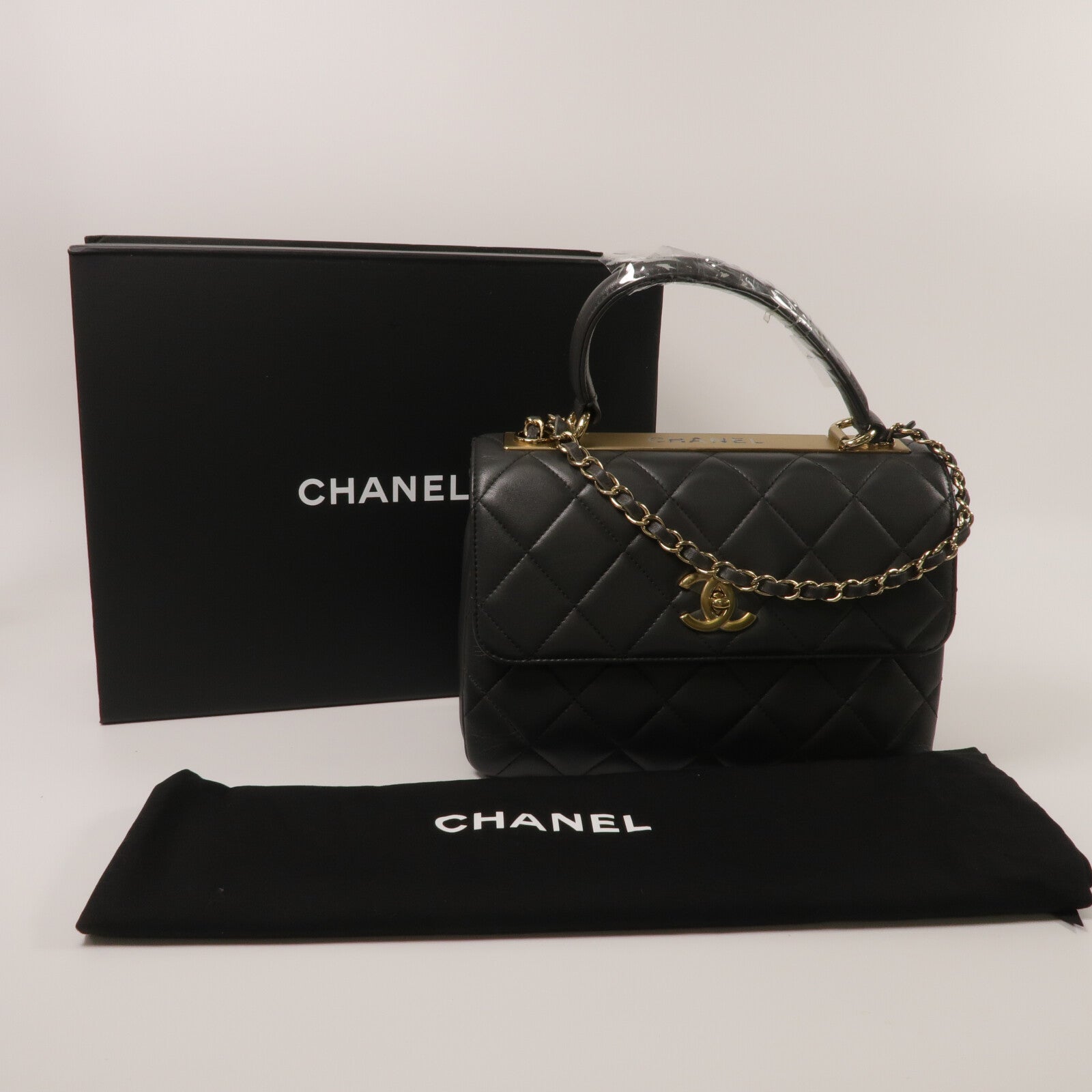 CHANEL 羊皮皮革Trendy CC鏈帶手挽肩背兩用袋