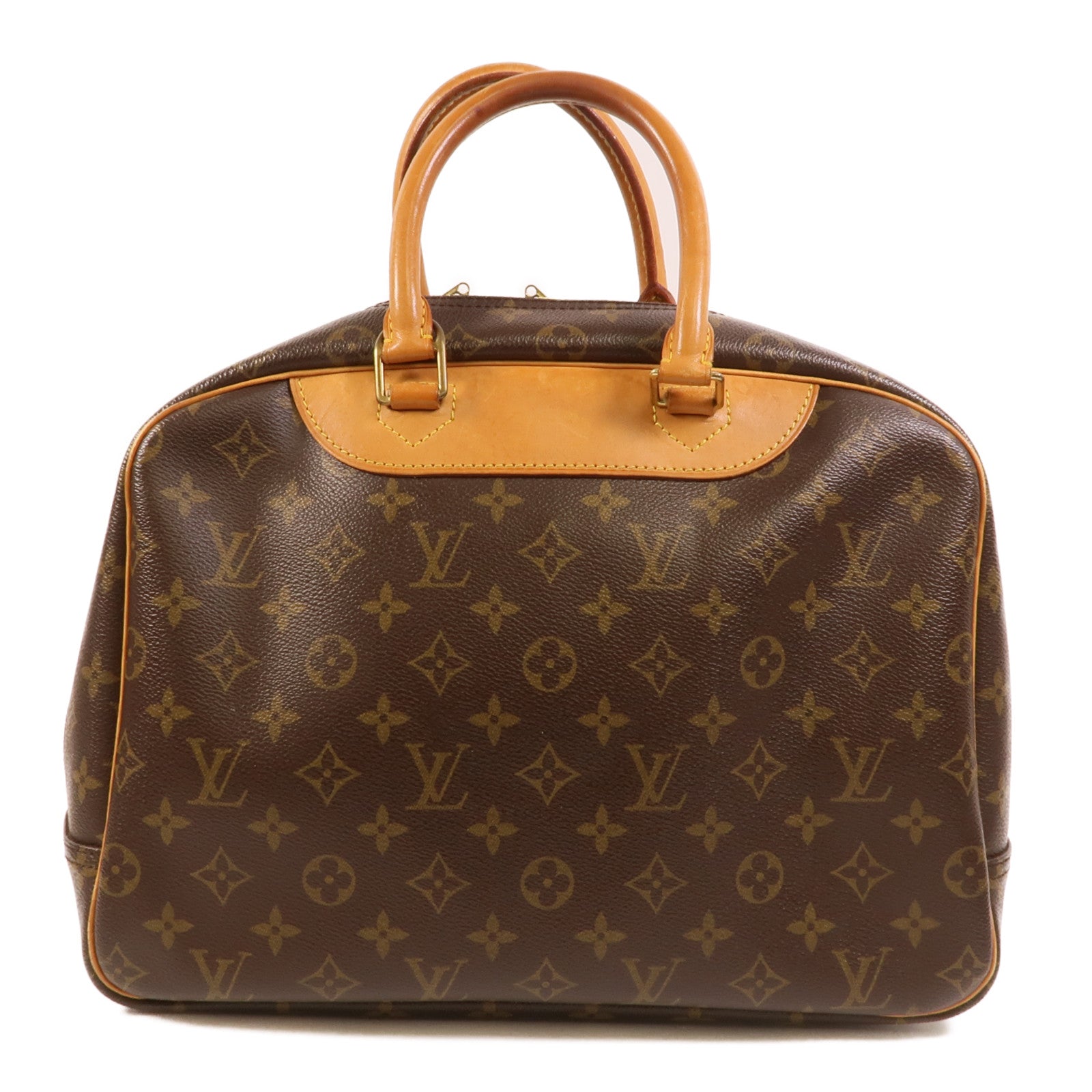 LOUIS VUITTON Monogram Deauville金扣手挽袋棕色