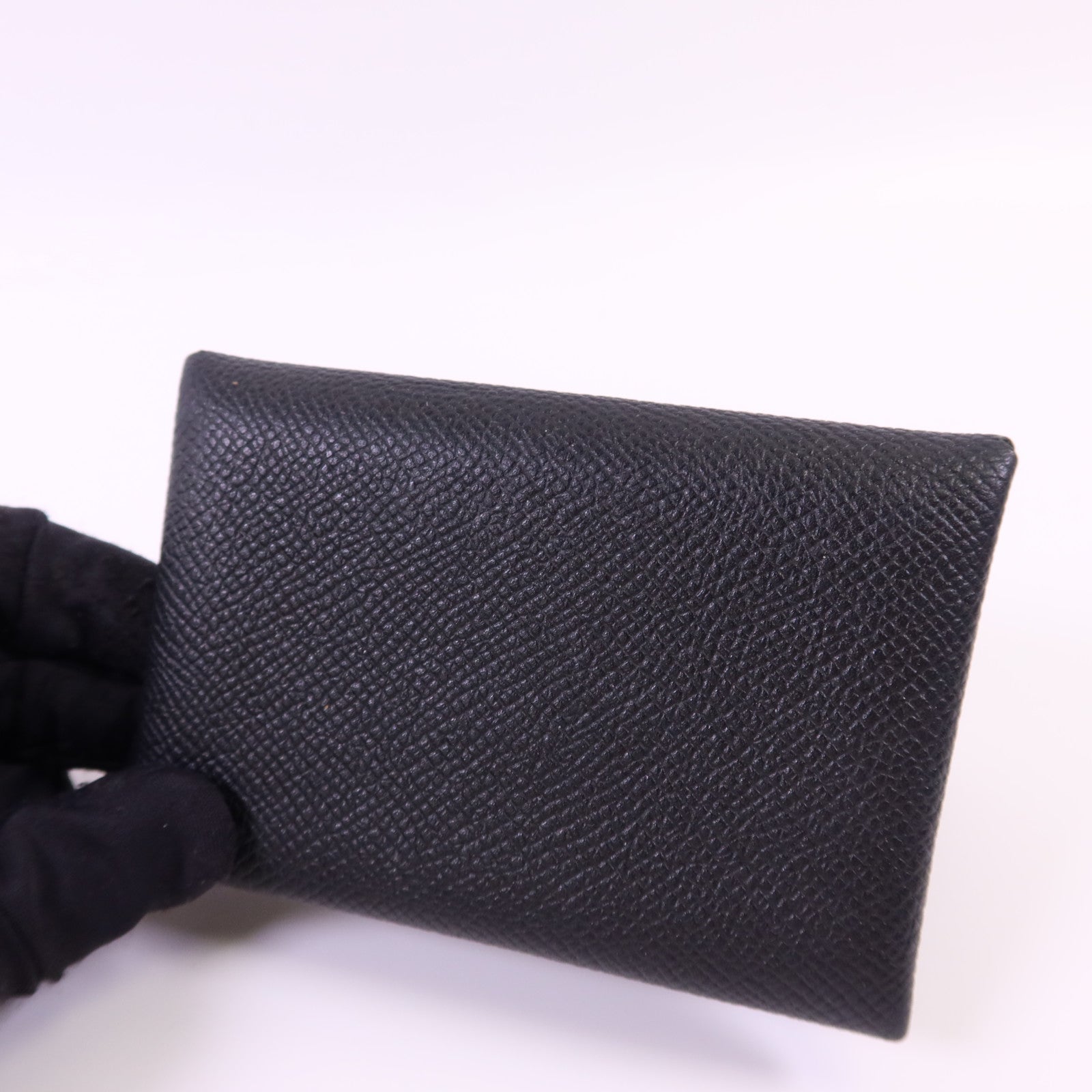 HERMES Epsom皮革Calvi銀扣卡片套