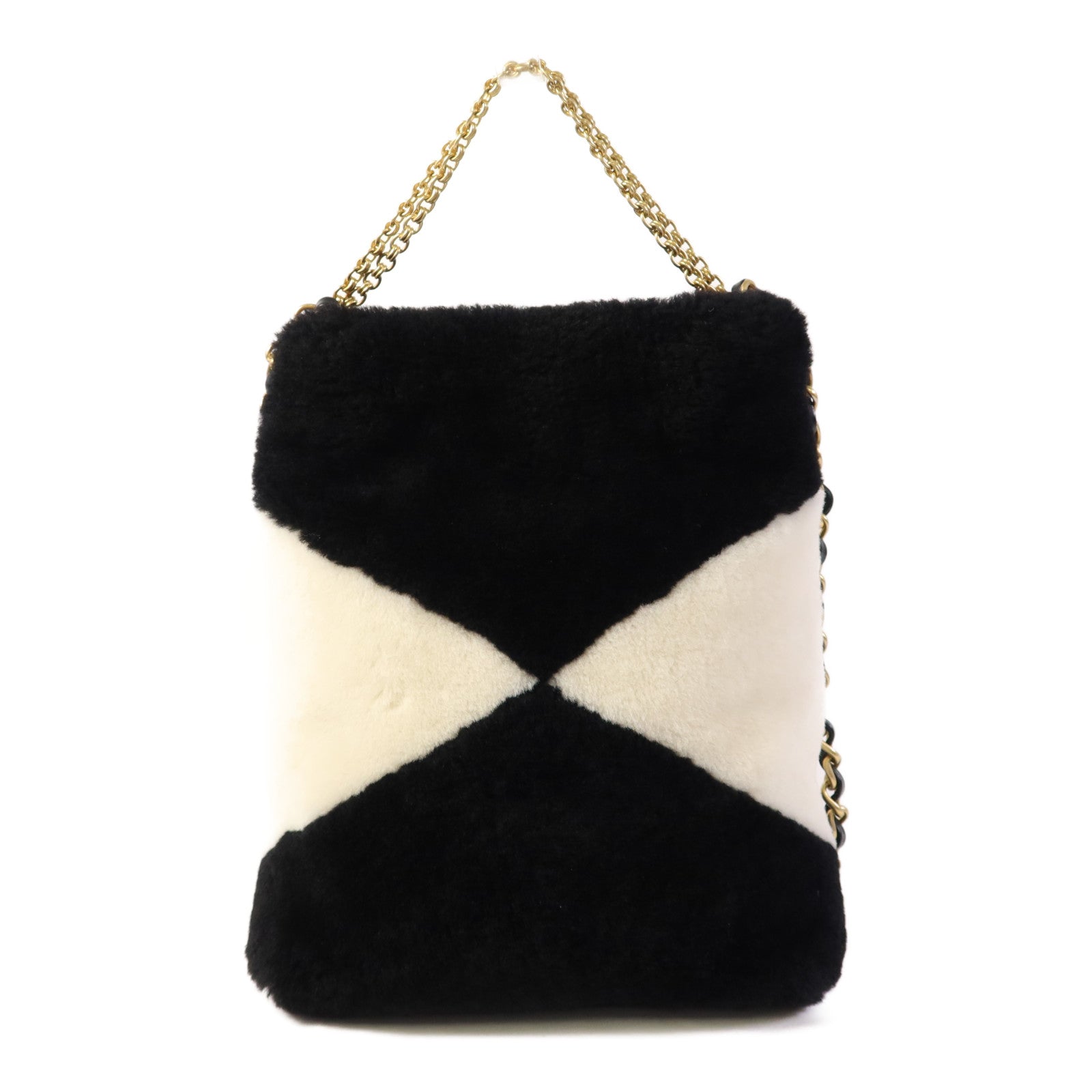CHANEL Shearling Chain Shoulder金扣手挽肩背兩用袋