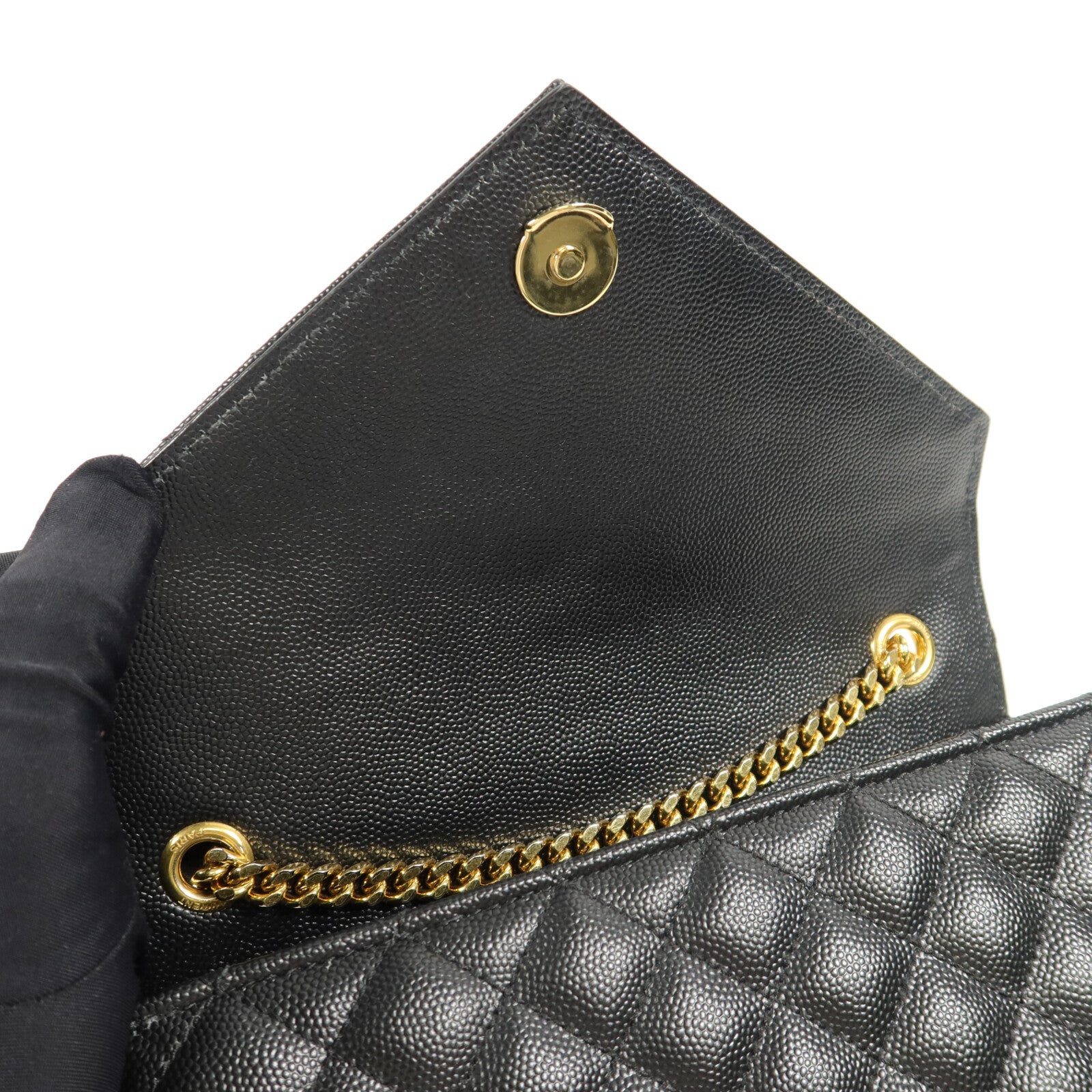 SAINT LAURENT 牛皮皮革Envelope鏈帶肩背袋