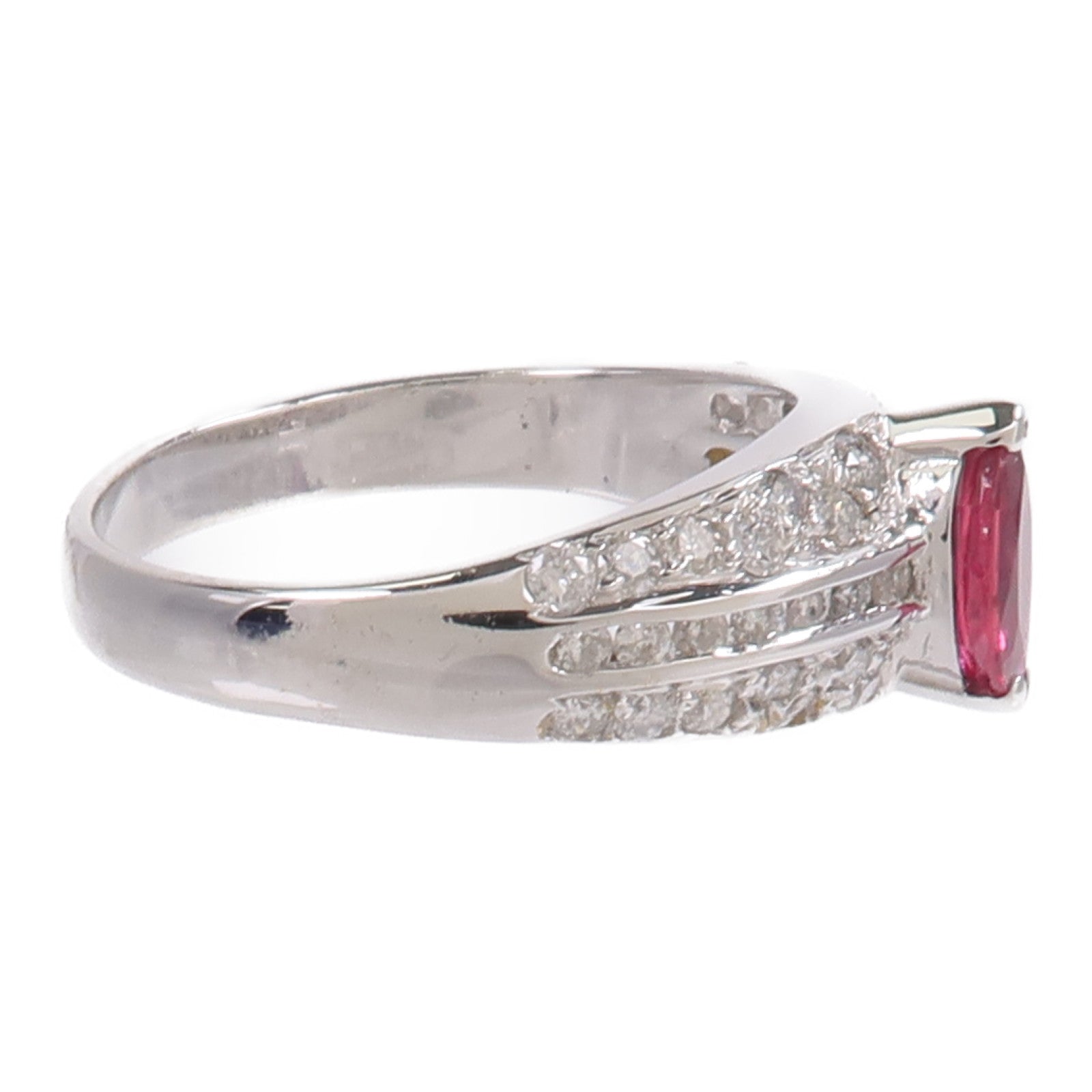 JEWELRY 14K白金Ruby Diamond Ring紅寶石鑽石戒指