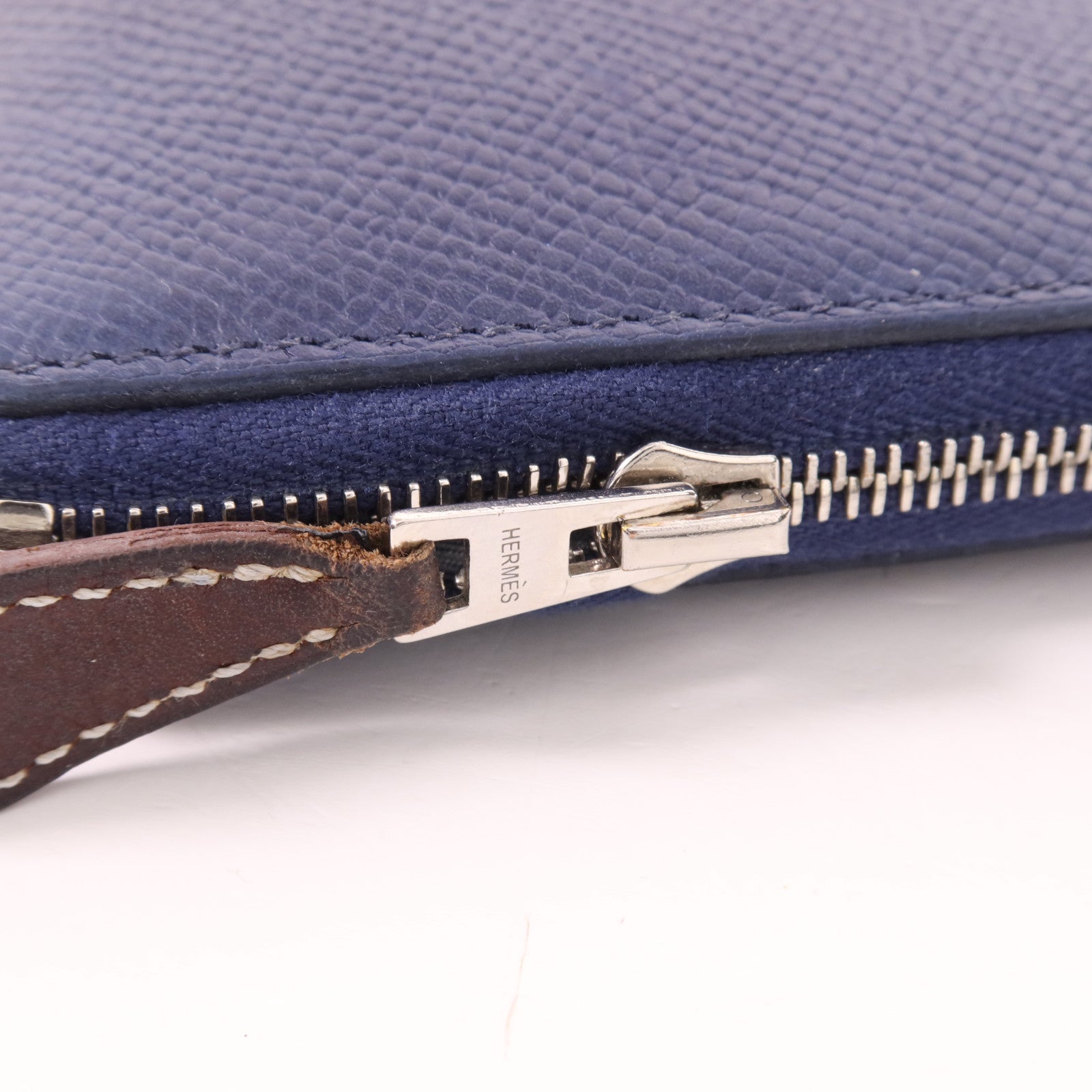 HERMES Epsom皮革Silk In Long Wallet銀扣長錢包