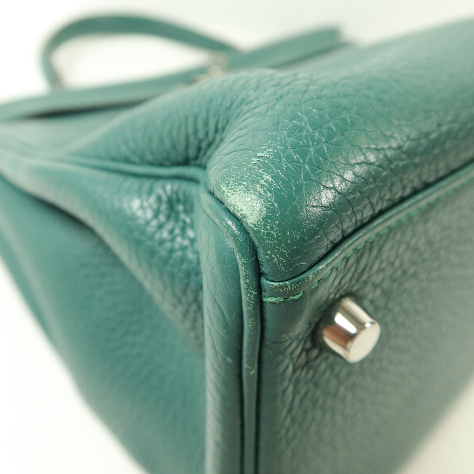 HERMES Clemence皮革Kelly 35手挽肩背兩用袋Malachite