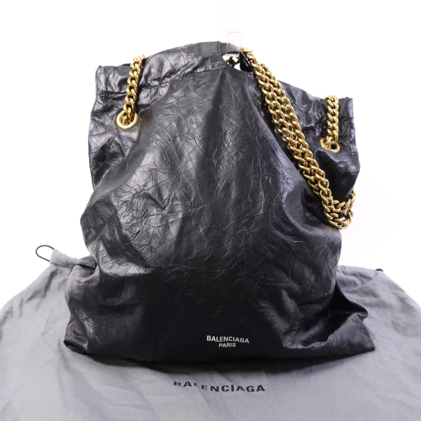 BALENCIAGA 羊皮皮革Crush Medium金扣鏈帶肩背袋